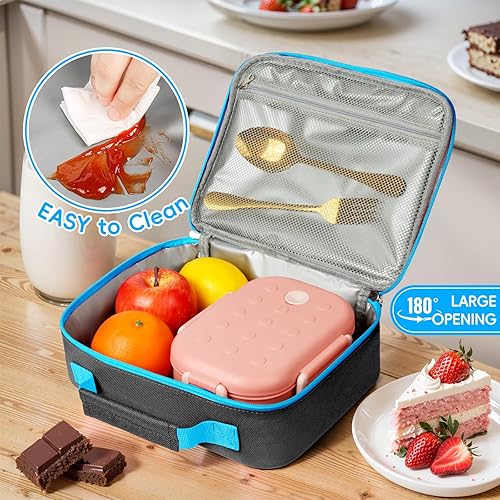 Miniatura 5 de Lonchera para niños, bonita bolsa de almuerzo aislada para niños y niñas, lonchera escolar impermeable impresa regalo para adolescentes y adultos,