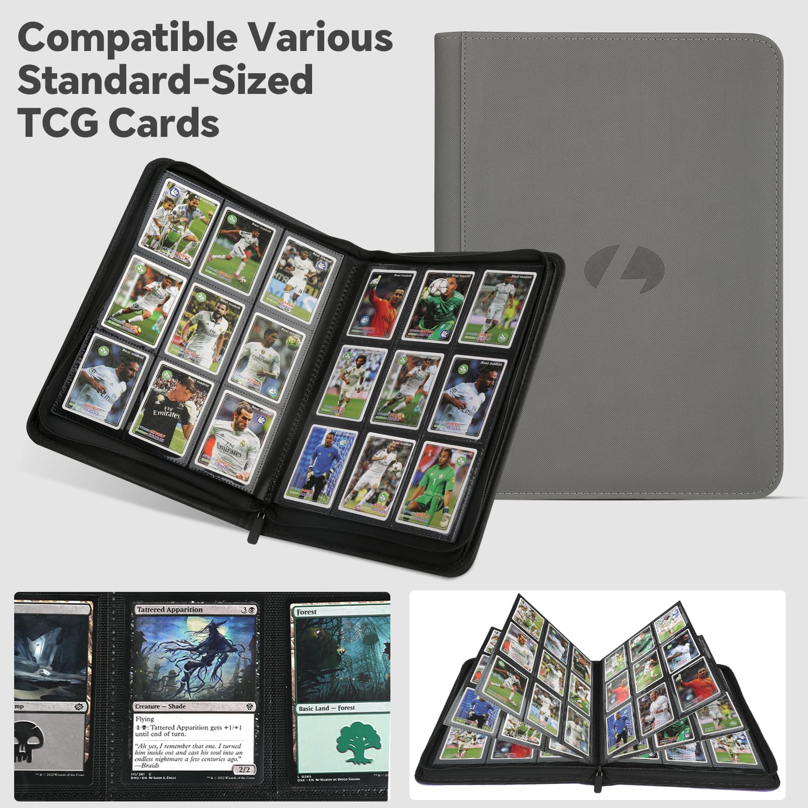 Carpeta de tarjetas de intercambio, carpeta de colección de tarjetas de poliuretano de doble cara de 9 bolsillos de doble cara con 540 bolsillos, álbumes de tarjetas coleccionables coleccionables para