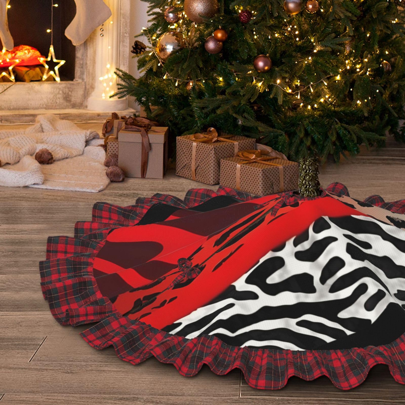 Jupe de sapin de Noël rustique pour sublimer le salon durant les vacances
