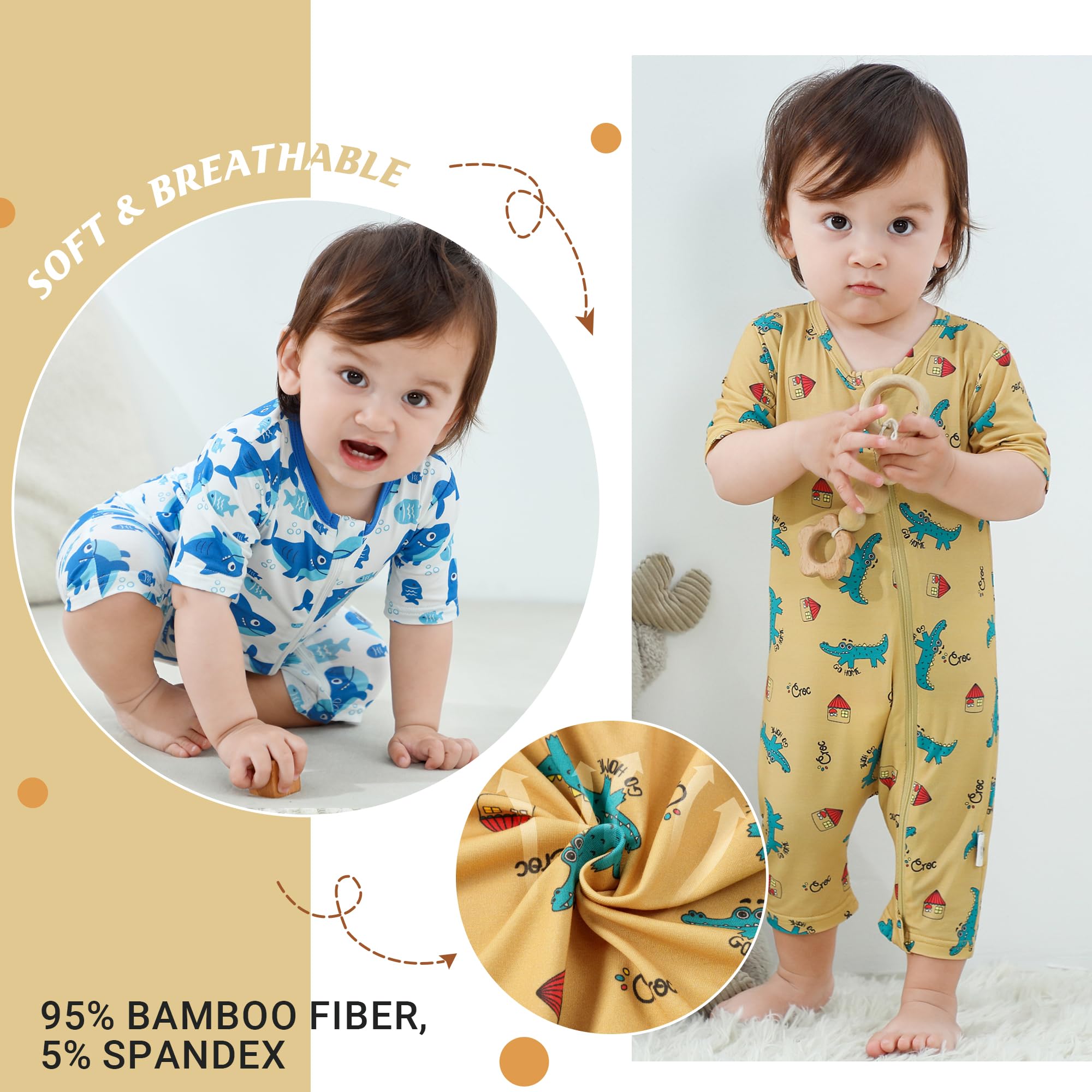 HAHASHOW Set da 2 Body Neonato in Fibra di bambù Pagliaccetto Estivo per Neonati - Tutina Unisex Morbida e Traspirante Pigiamino Eco-Friendly Regalo Perfetto