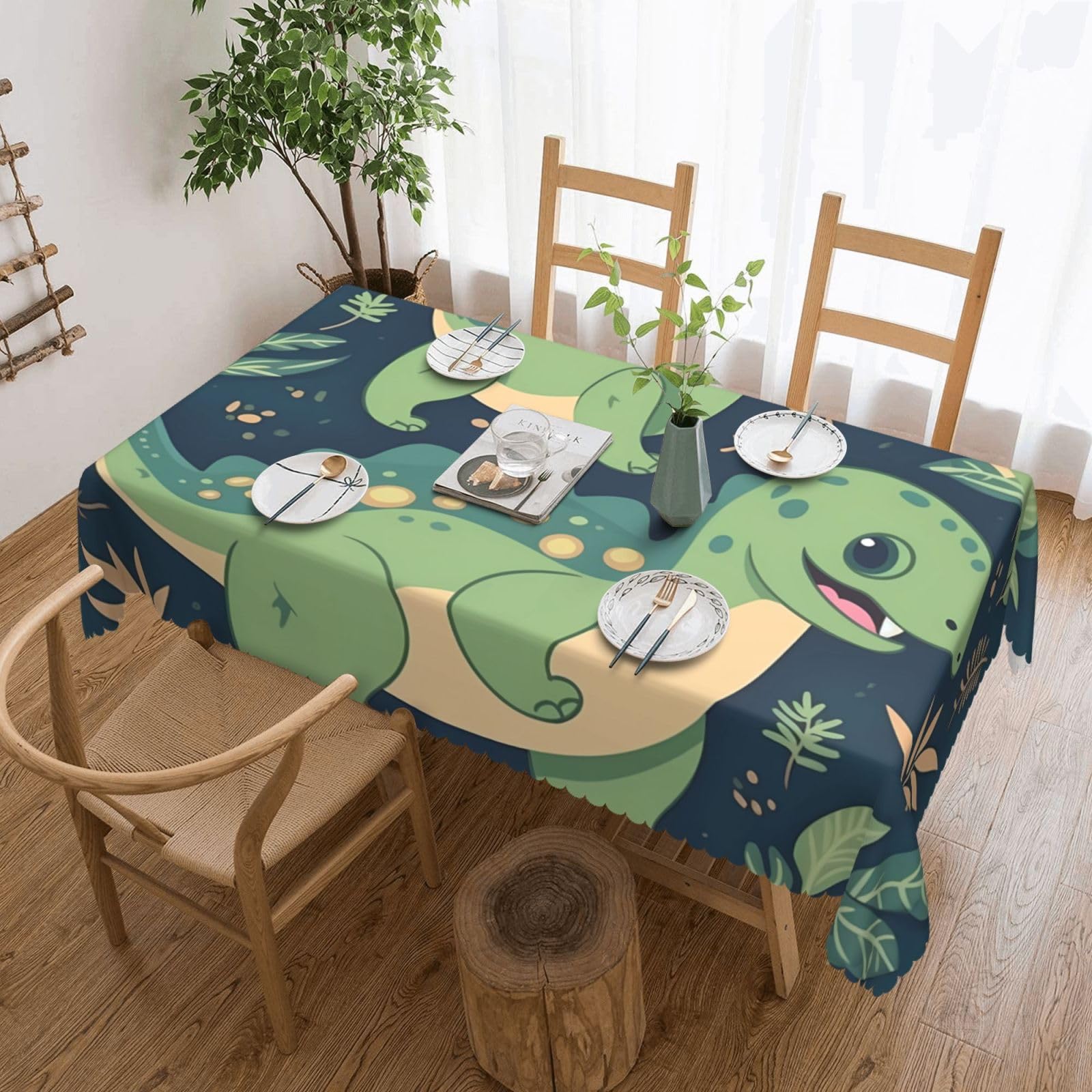 Nappe rectangulaire dinosaure lavable et nappe imperméable anti-tache