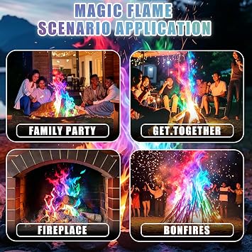 Fire Colour Changing Powder, Magical Flames, Colorful Flame, Coloured Fire Flames, Mystical Colour Changing Powder, Mystical Colorful Flame Changer for Bonfires, Parties, Fireplaces (10x15g)