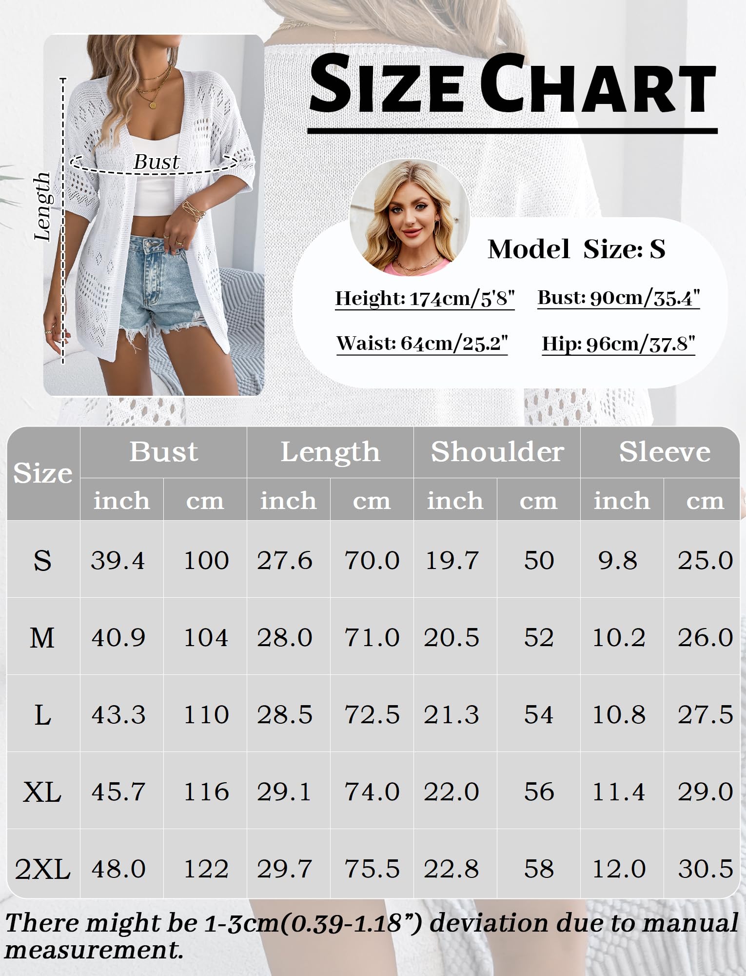 Femme Gilet Ete Chic et Elegant Veste Long Legere Femmes Cardigan Manches Demi Gilets Léger Devant Ouvert Manteau Mi Longue Tricoté Doux Confortable Respirable S-XXL