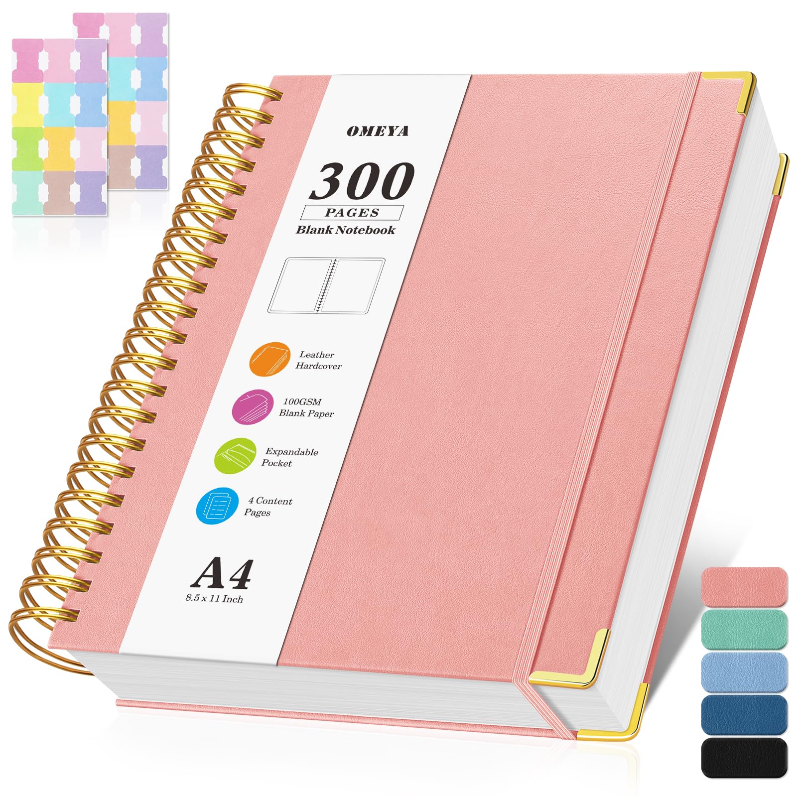 Blank Spiral Notebook: Sketch Book 8.5" X 11", Hardcover Leather Sketchbook