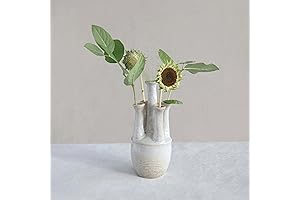 Gorgeous Handcrafted Stoneware Vase with Unique Floral Embellishments for a Vibrant Home Decor
