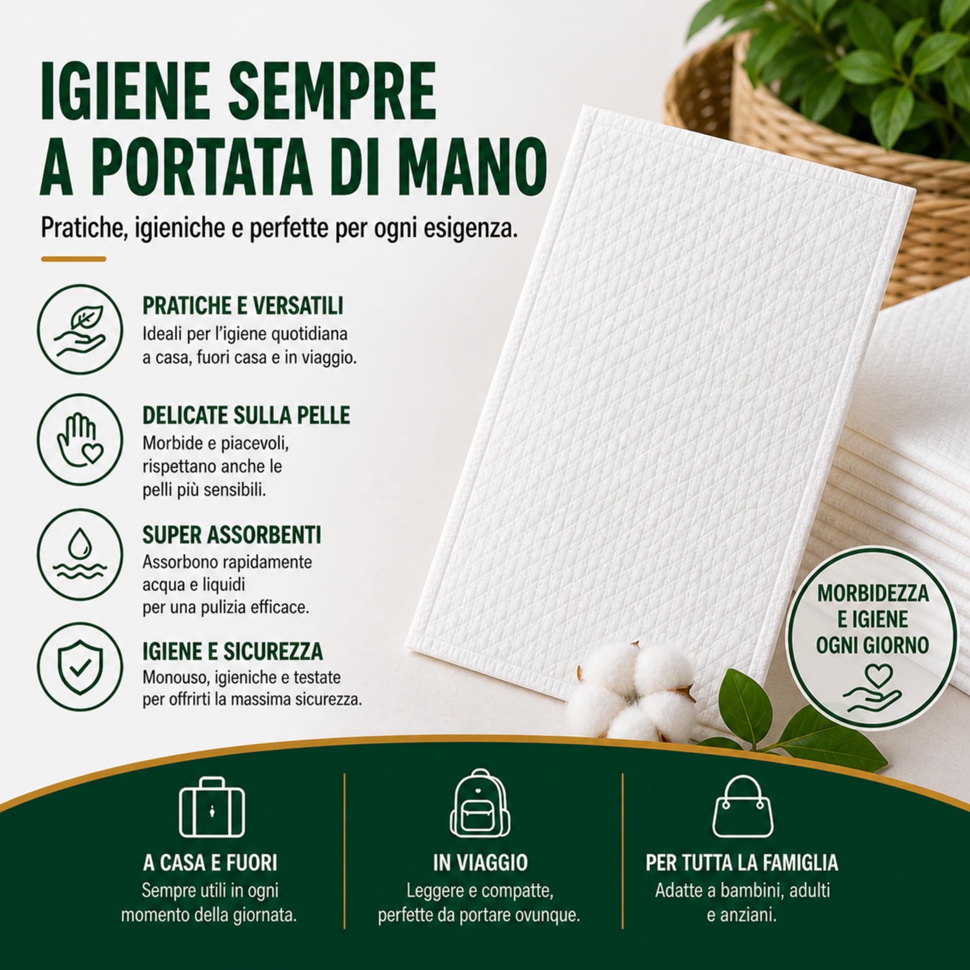 200 Guanti da Bagno Usa e Getta Ultra Morbidi - Non Tessuti Imbottiti - Per Cura Medica e Igiene - Bianchi - Le Pro del Medicale