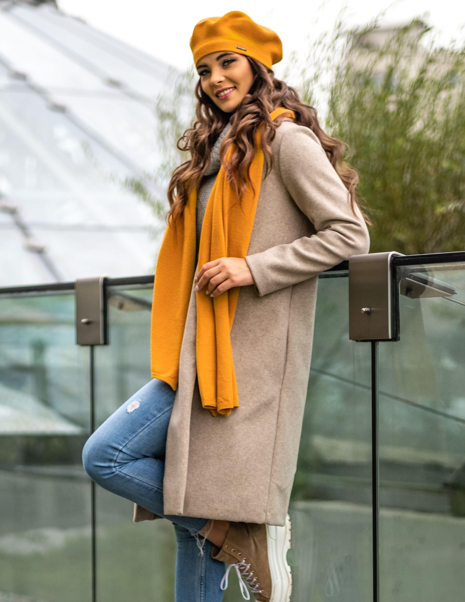 VIVISENCE Écharpe Femme Pour L'hiver L'automne Élégante Classique En Laine Et Acrylique Accessoire Mode Pour Hiver Tricot Doux Et Confortable 7102