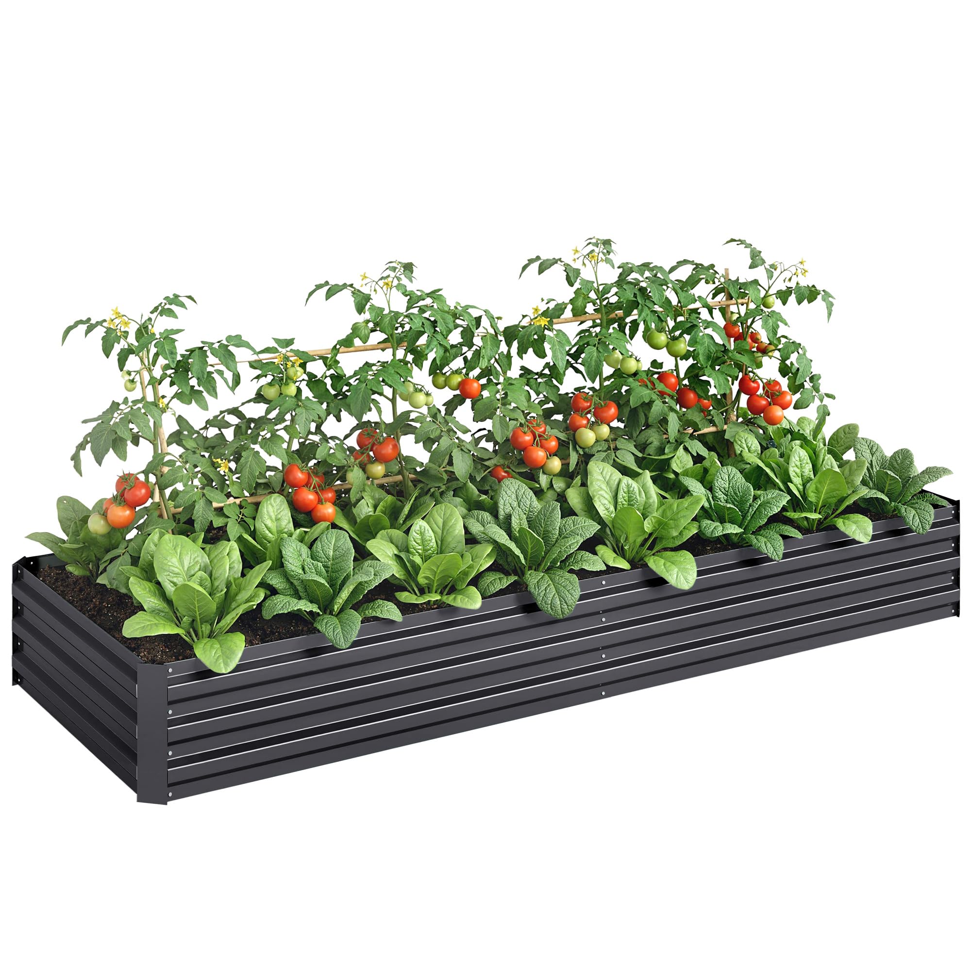 Outsunny Letto per Orto Rialzato da Esterno 628L, Fioriera da Balcone in Acciaio Galvanizzato con Fondo Aperto, per Piante, Fiori e Verdure, 241x90.5x30cm, Grigio