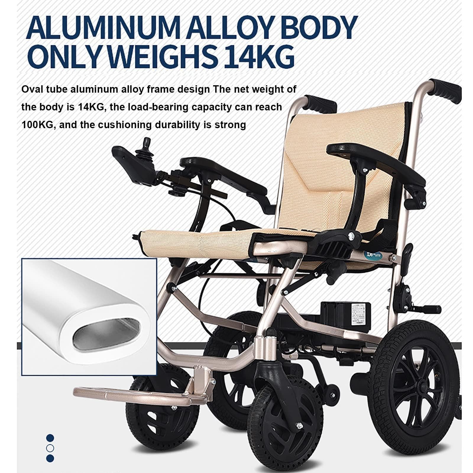 Silla Ruedas EléCtrica Para Adultos: BateríAs Duales + Controles Duales, Silla De Ruedas Para Discapacitados Plegable Y Liviana De 14 Kg, Rango De Resistencia: 20 Km, Carga: 100 Kg