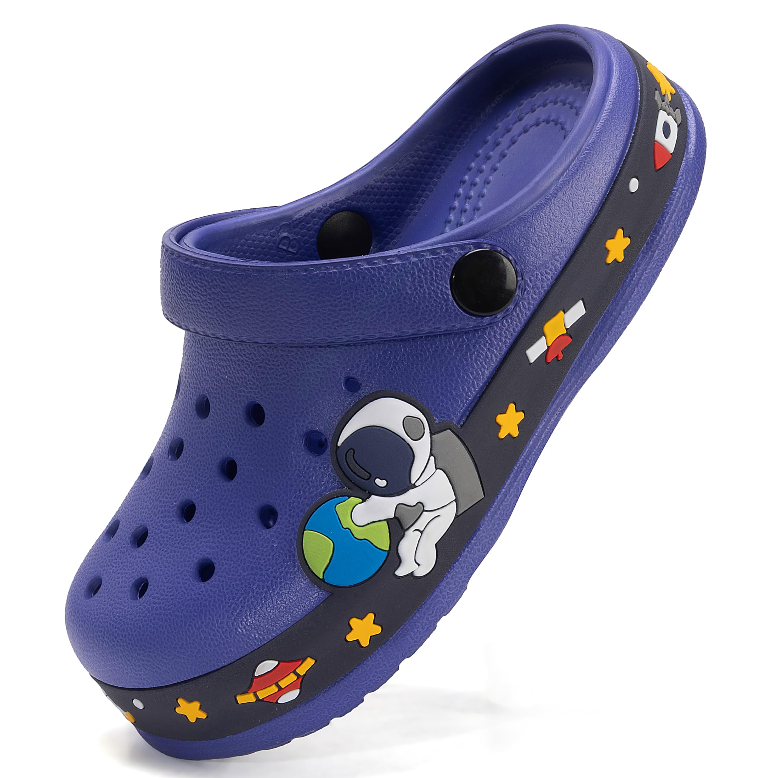 XPKWS Kids Clogs Boys Girls Garden Shoes Unisex-Child Cartoon Slide Sandals with Pivoting Heel Straps