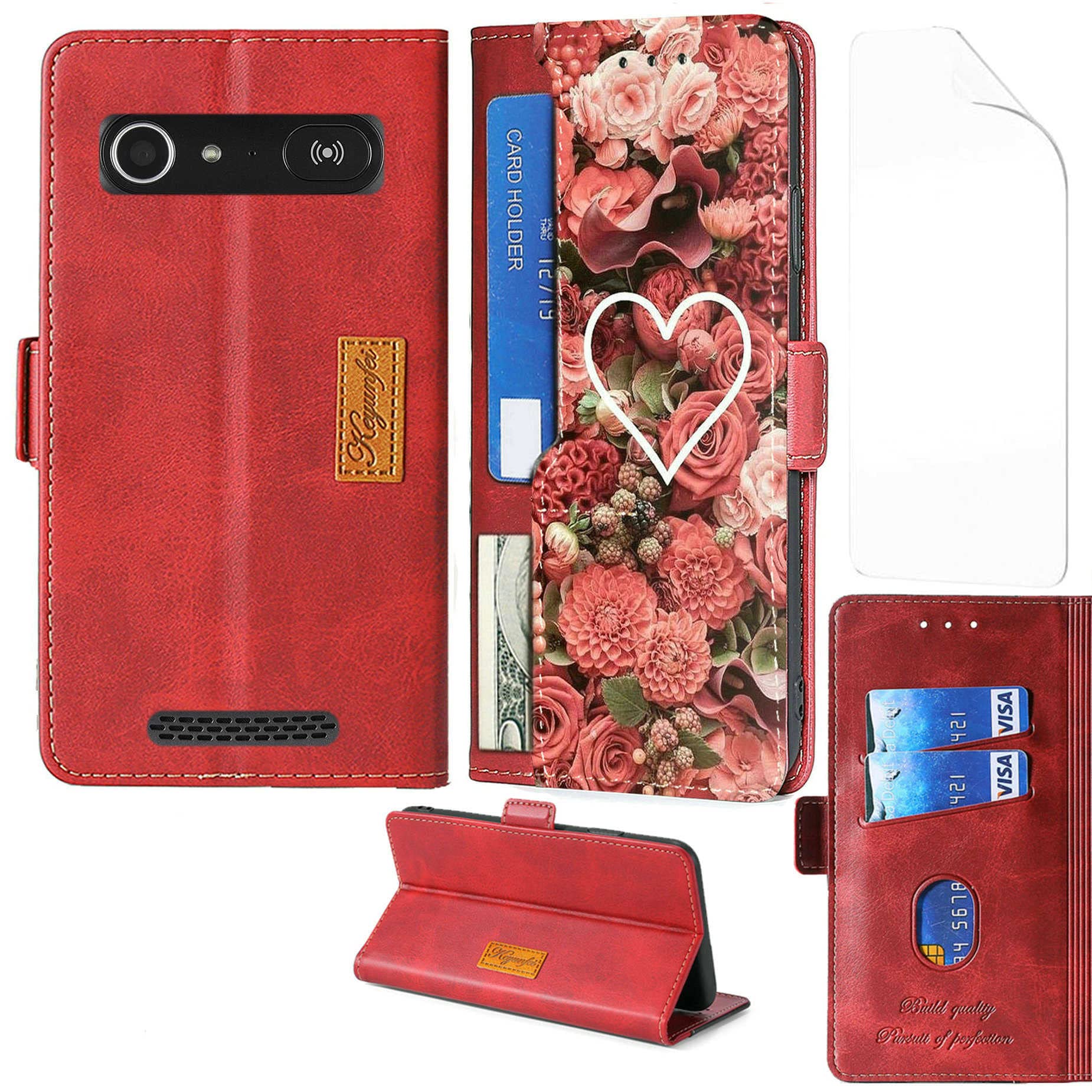 Custodia In Feltro E Pelle Per Doro 8040 – Cover Protettiva A Libro Con Slot Per Carte E Paraurti Antishock (Grigio Con Bordo Marrone) - 3