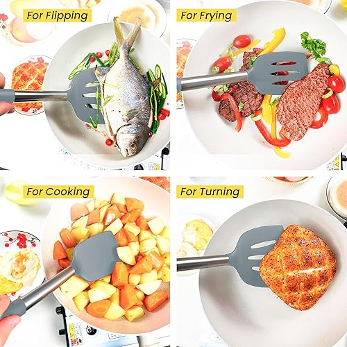 Miniatura 3 de Paquete de 2 espátulas de silicona para uso en la cocina- Juego de utensilios de cocina no tóxicos, espátula de silicona resistente al calor para