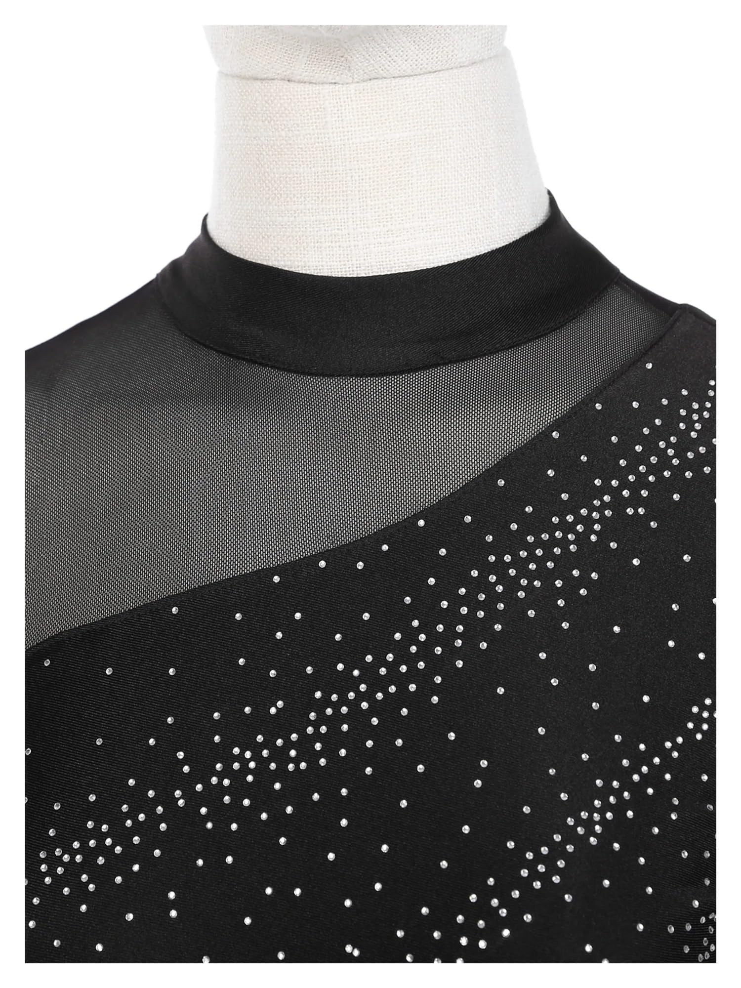 Vestido de Patinaje Artístico Vestido de ballet for mujer, de manga larga, con purpurina y diamantes de imitación, for patinaje artístico, danza, malla de retazos, gimnasia, danza lírica.