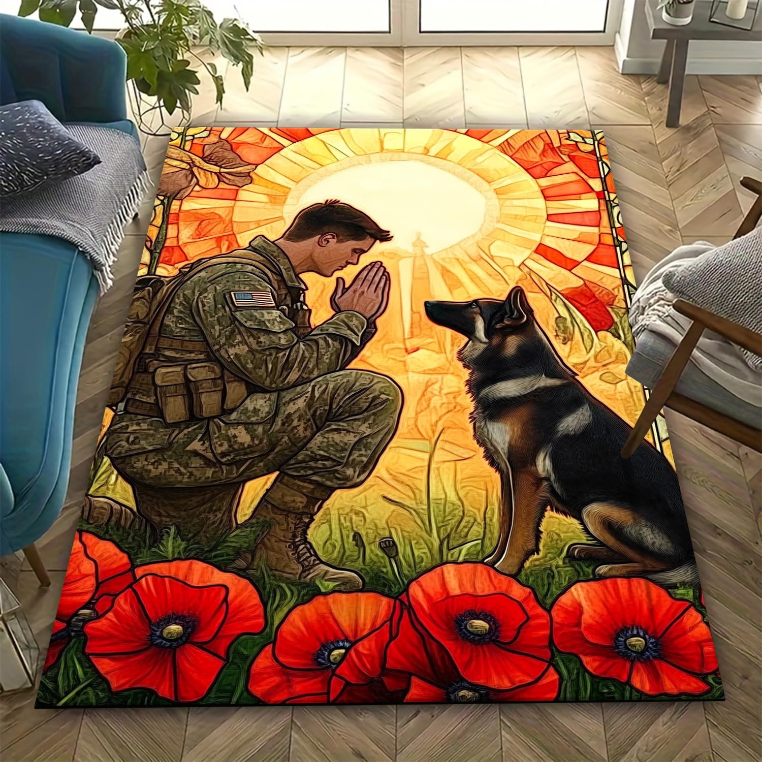 Tapis de cuisine anti-fatigue lavable et antidérapant motif animal 3D