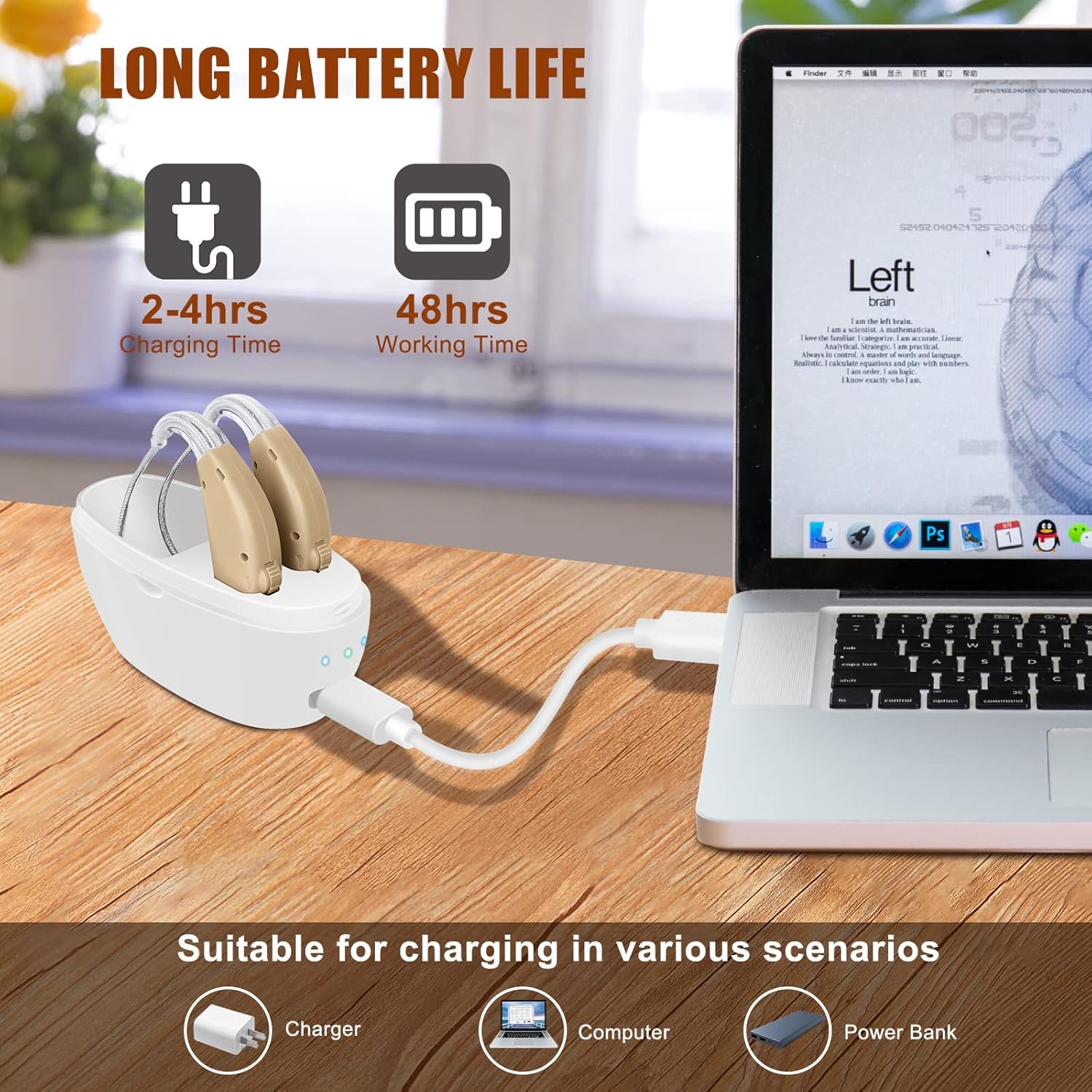 Hearing Amplifiers for Seniors Rechargeable Hearing Aids with Noise Cancelling for Adults Hearing Loss, Digital Ear Hearing Assist Devices with Volume Control,Set of 2,White
