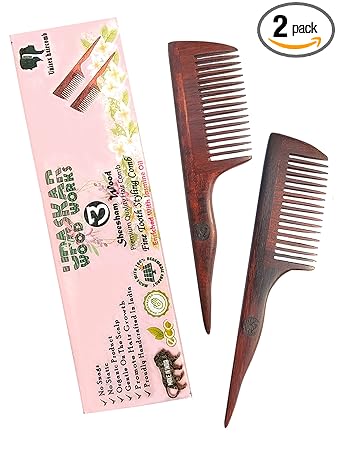 UPASKAR WOOD WORKS Sheesham wood Hair care comb (Tail comb set)