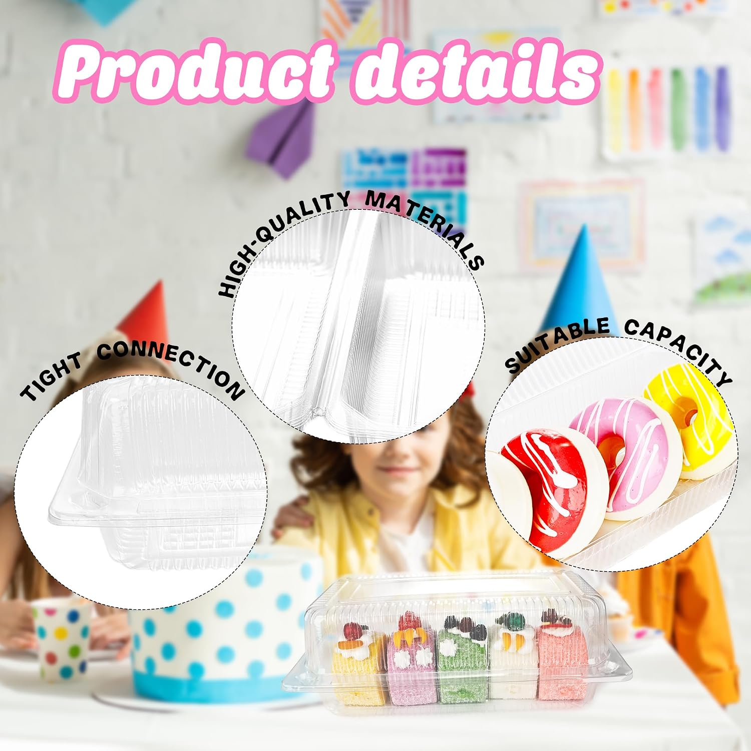 110 Pcs Clear Plastic Take out Containers Bulk Hinged Clamshell Loaf Containers Disposable Food Box with Lids for Food Desserts Bread Snacks Burgers Fruits Salads Vegetables Sandwich