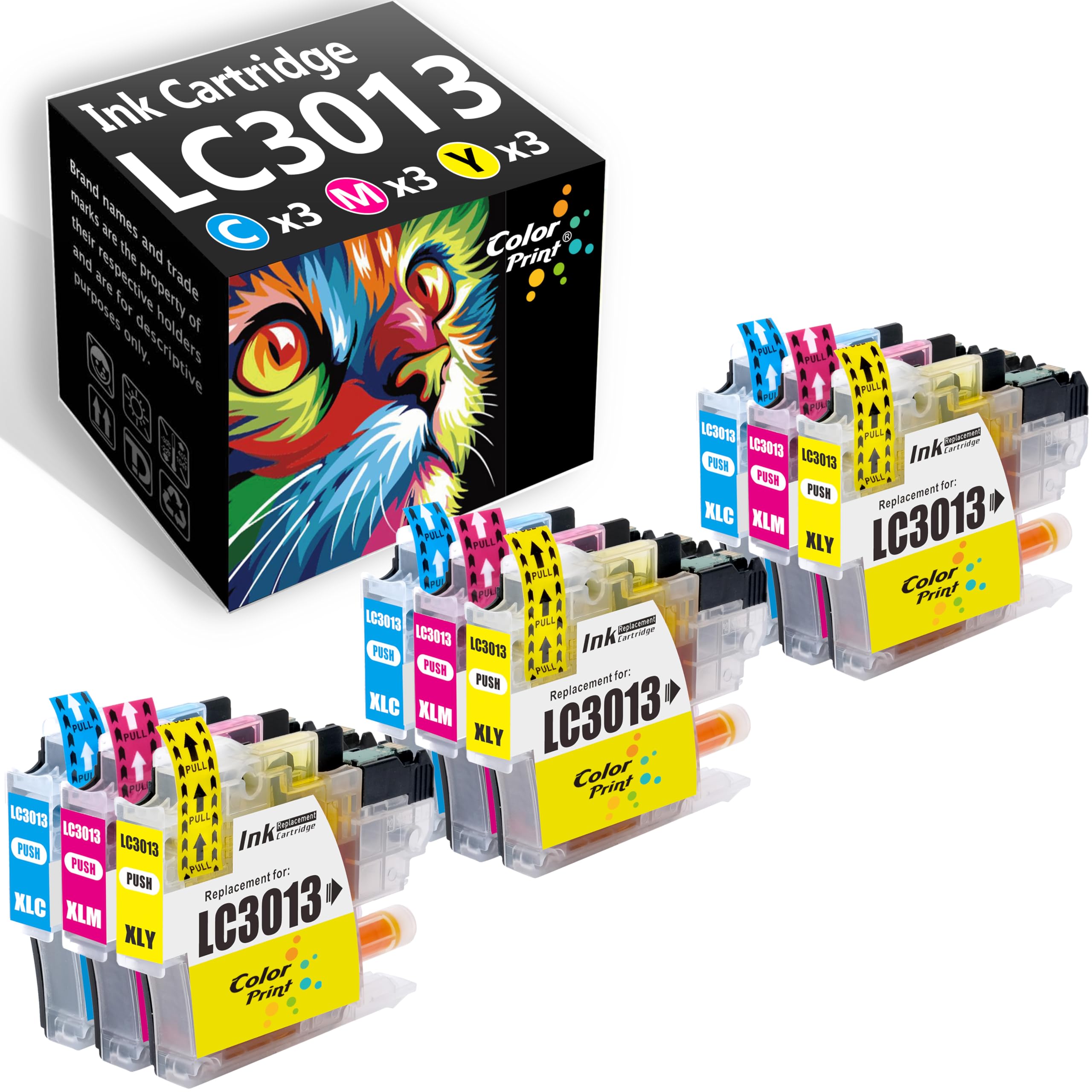 ColorPrint Compatible Color Ink Cartridge Replacement for Brother LC3013 LC3011 LC3013C LC3013Y LC3013M for MFC-J497DW MFC-J690DW MFC J690DW J497DW