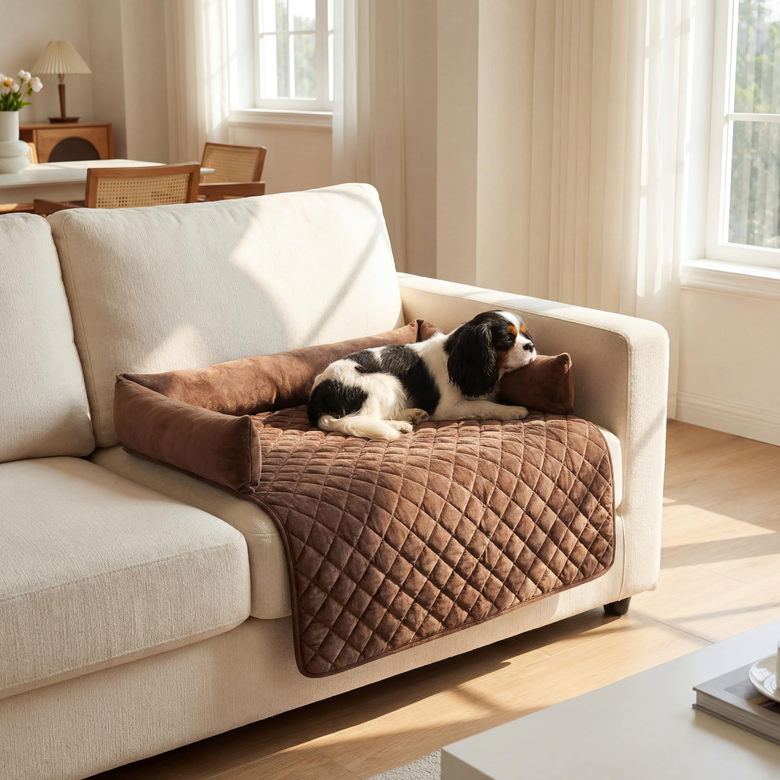 OKYUK Cuccia per cani – Protezione per il divano, lavabile a mano, cuscino per cani di taglia grande, media e piccola (caffè, 90 x 90 cm)
