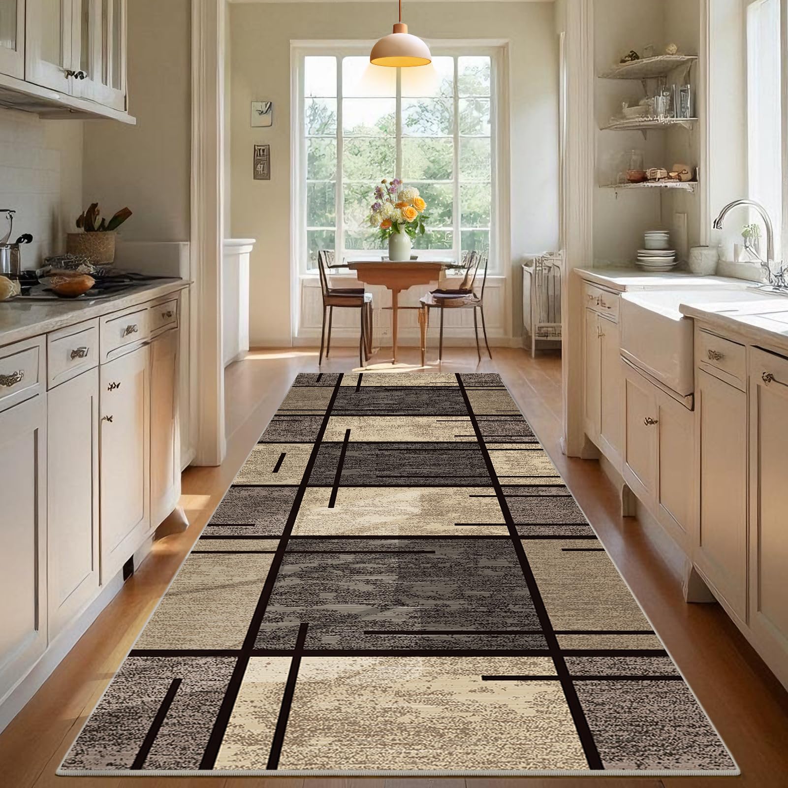 Tehwdaiyou Brown Long Runner Rug For Hallway, Washable Carpet Runner Rug For Kitchen, Non-Slip Extra Long Entryway Runner Rug, Laundry Bedroom Room Rug Runner, Long Hallway Hall Runner Narrow Rugs 60 X 450 Cm