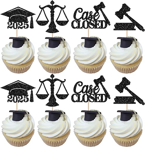 Miniatura 113 de Paquete de 24 adornos dorados para cupcakes de graduación 2025 con purpurina So Proud of You Done Diploma Graduation Cap Cupcake Picks Class of 2025