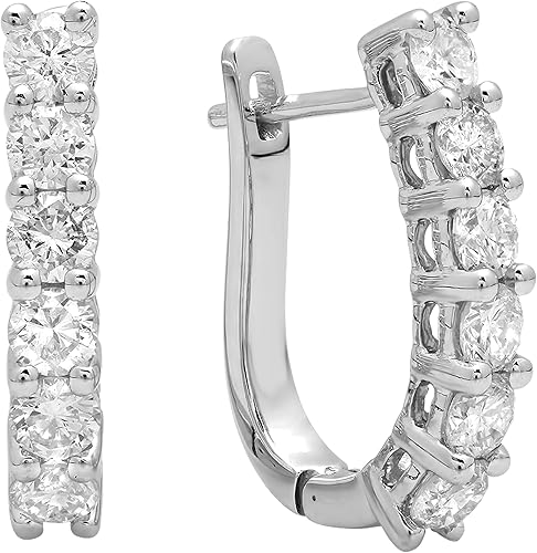 Dazzlingrock Collection - Pendientes de aro redondos de diamantes blancos de 0,85 quilates (0,85 quilates (ctw), disponibles en metal oro de 10 K14 K