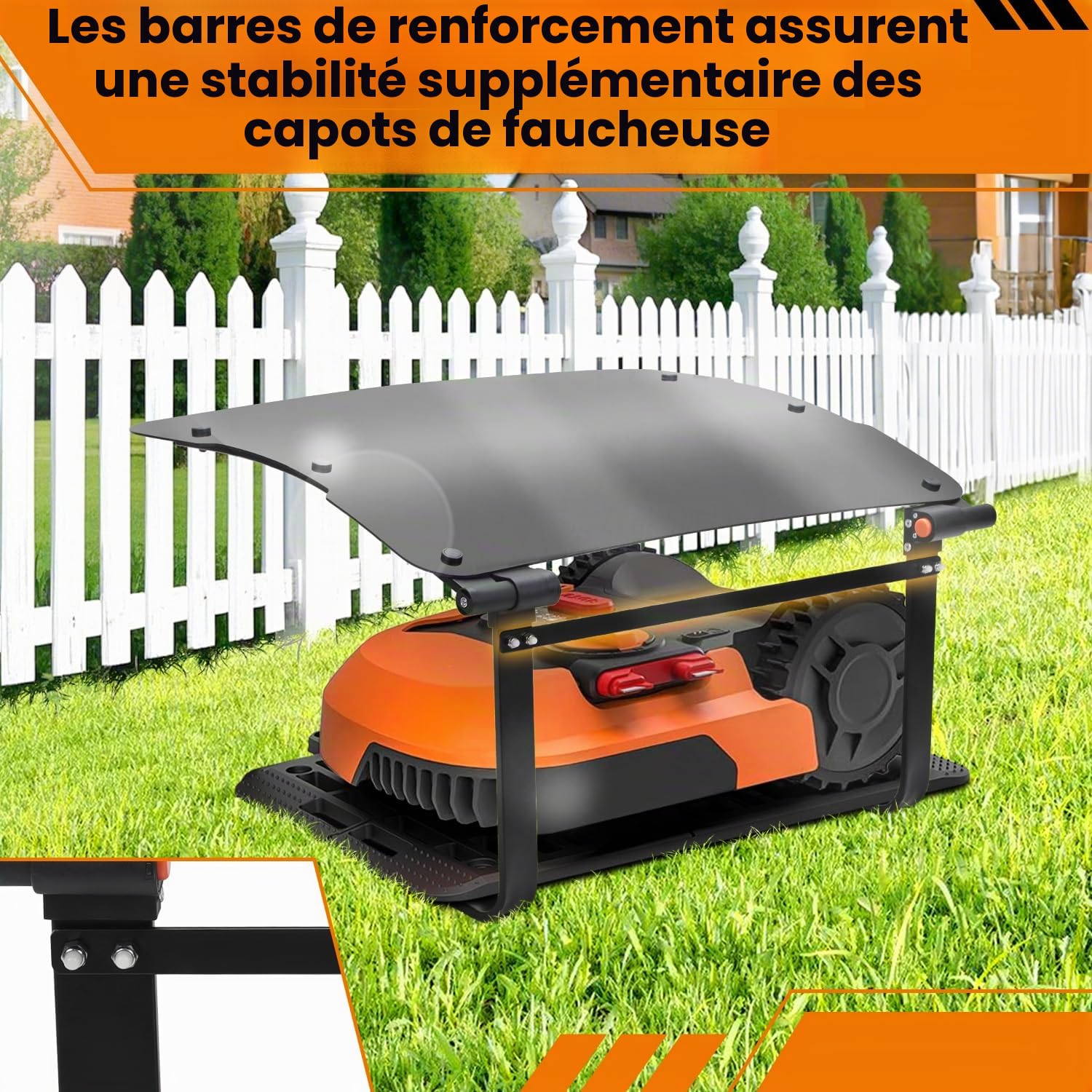 Eulenke Abri de jardin en plastique ABS pour tondeuse à gazon, robot à gazon, garage pour jardin, résistant aux intempéries, protection UV, toit pliable, montage stable, noir
