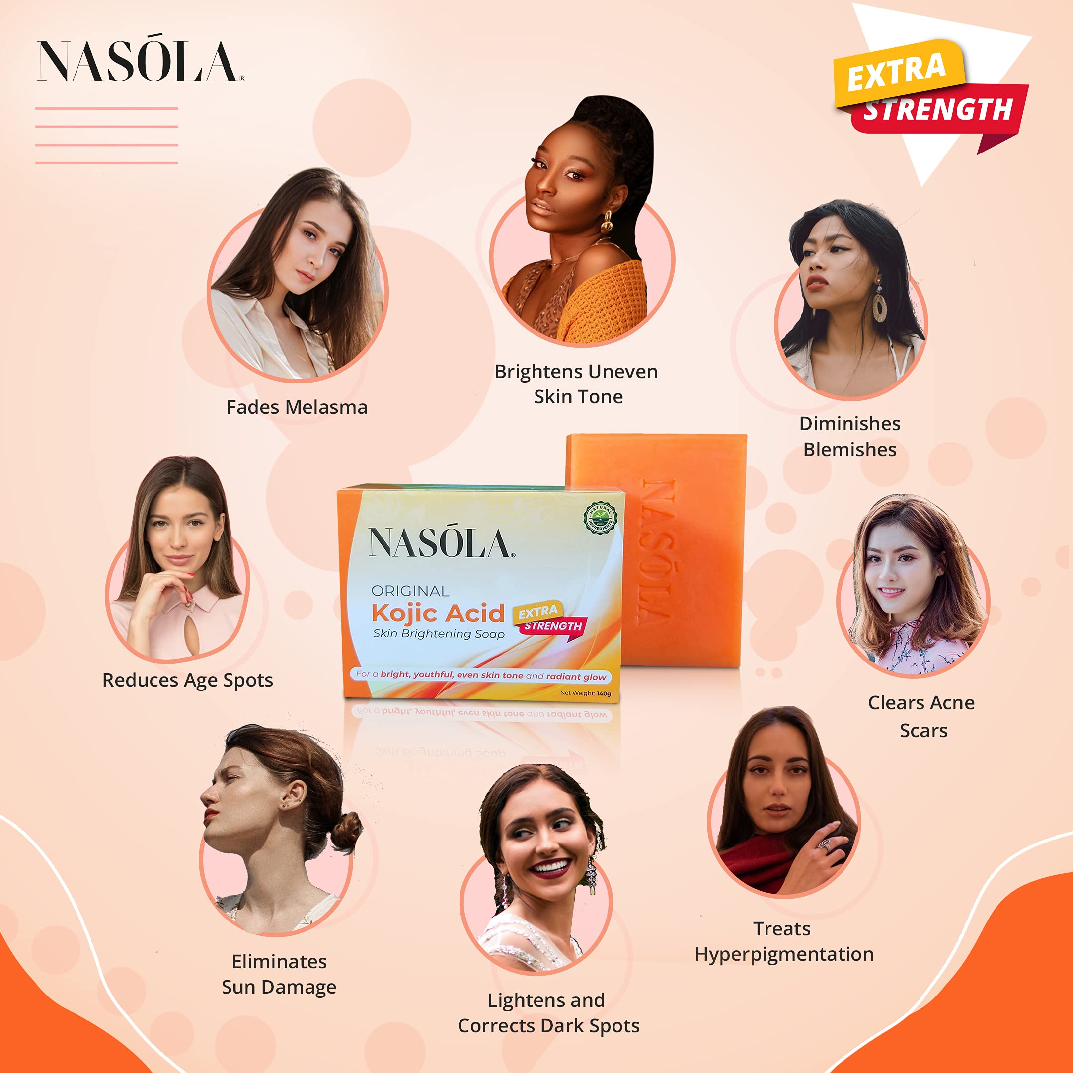 Nasola Kojic Acid Soap for Hyperpigmentation Treatment Underarm Skin