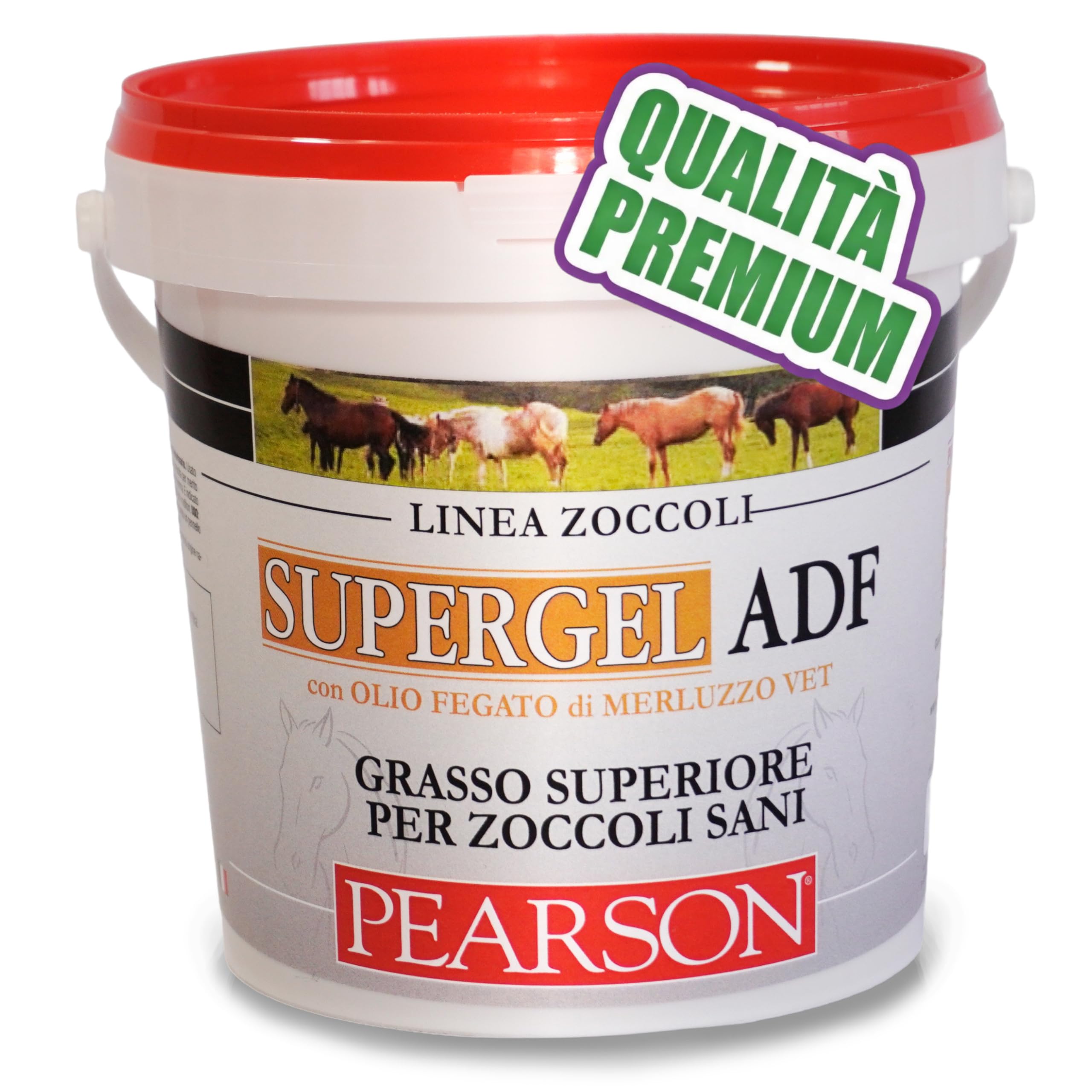 Grasso Zoccoli Cavallo Super Gel ADF 1kg con +38% Olio Fegato Merluzzo Veterinario e Vitamine A-D-F, Rigenera, Fortifica e Protegge Tutto l’Anno – Non Attira Insetti – Balsamo Superiore per Zoccoli
