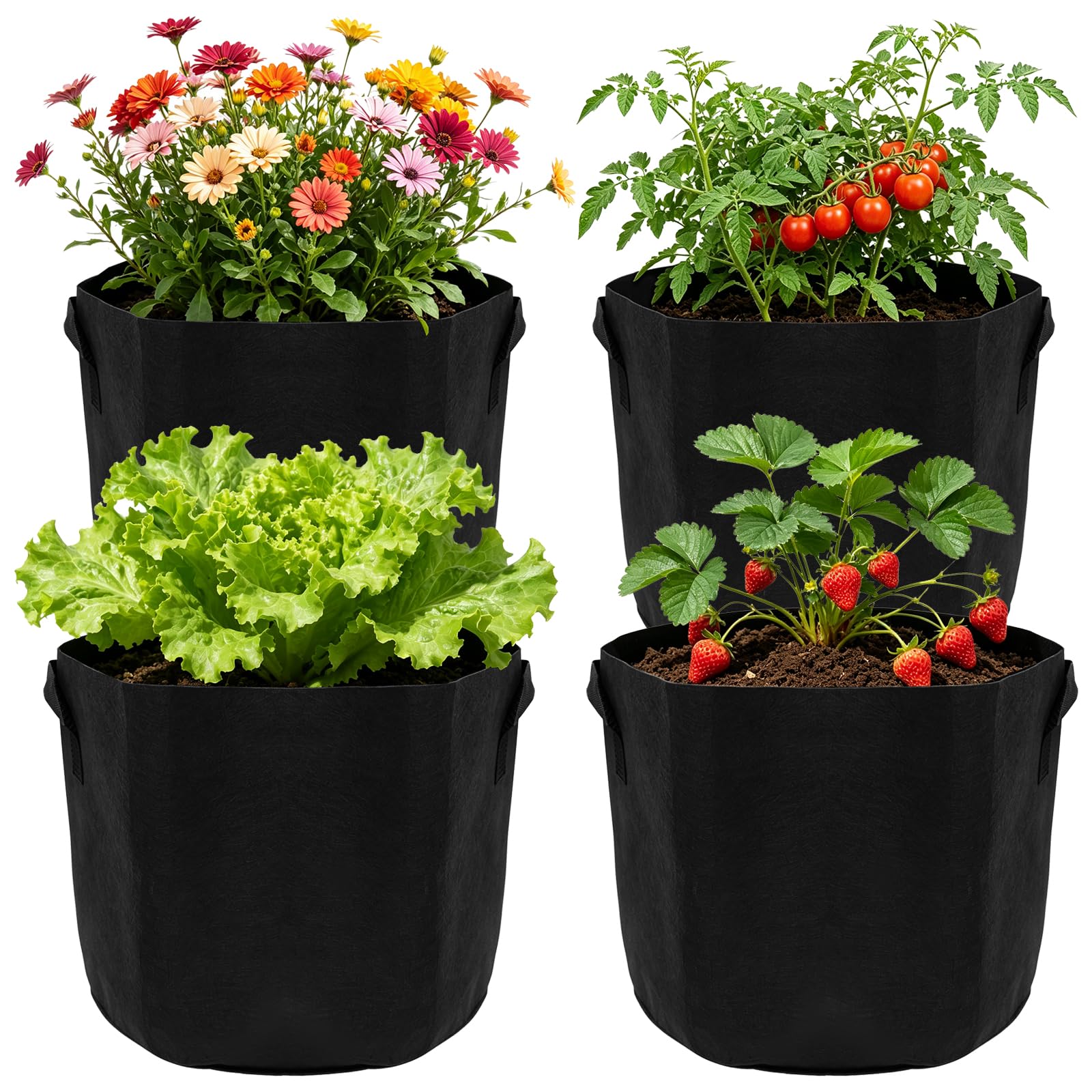 Fipfovpa Black Plant Grow Bags 4 Pack 10 Gallon Vegetable Grow Bags For Plant