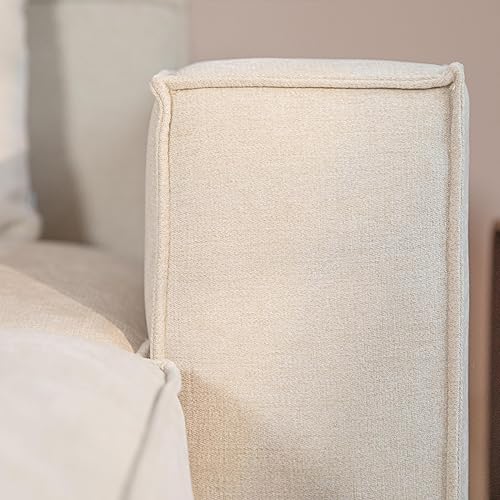 Miniatura 10 de Acanva Luxury Modular Sectional Living Room Sofa Set, Modern Minimalist Style Couch with Ottoman and Chaise, L-Shape, Linen-Like Cream Crema