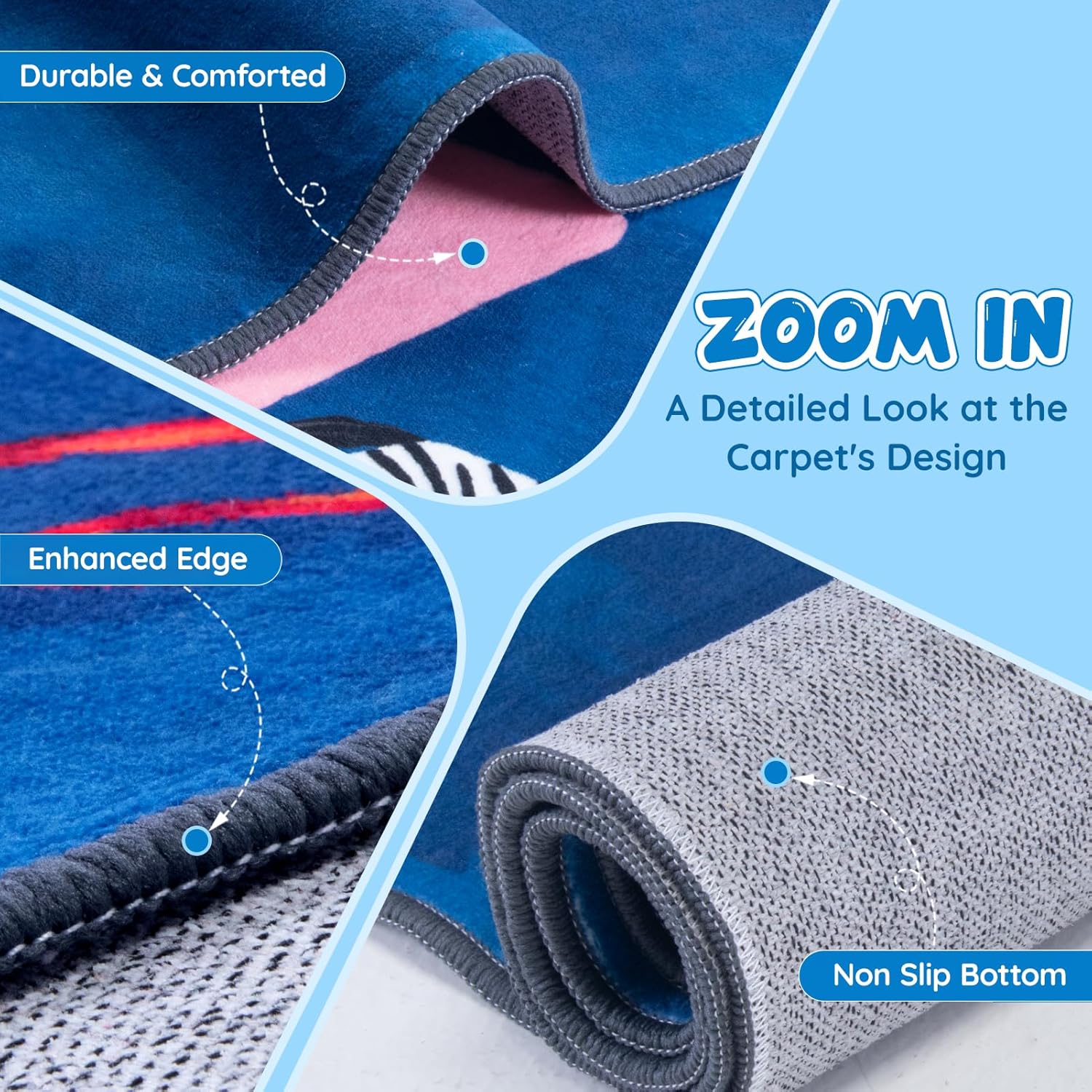 Classroom Rug Elementary Colorful Alphabet Kids Rugs for Playroom Machine Washable Nursery Rugs for ChildrenToddlers Bedroom