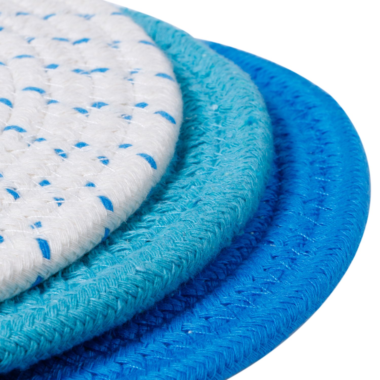 Set Of 3 Round Cotton Pot Holders - 7 Inch Heat Resistant Hot Pads For Kitchen
