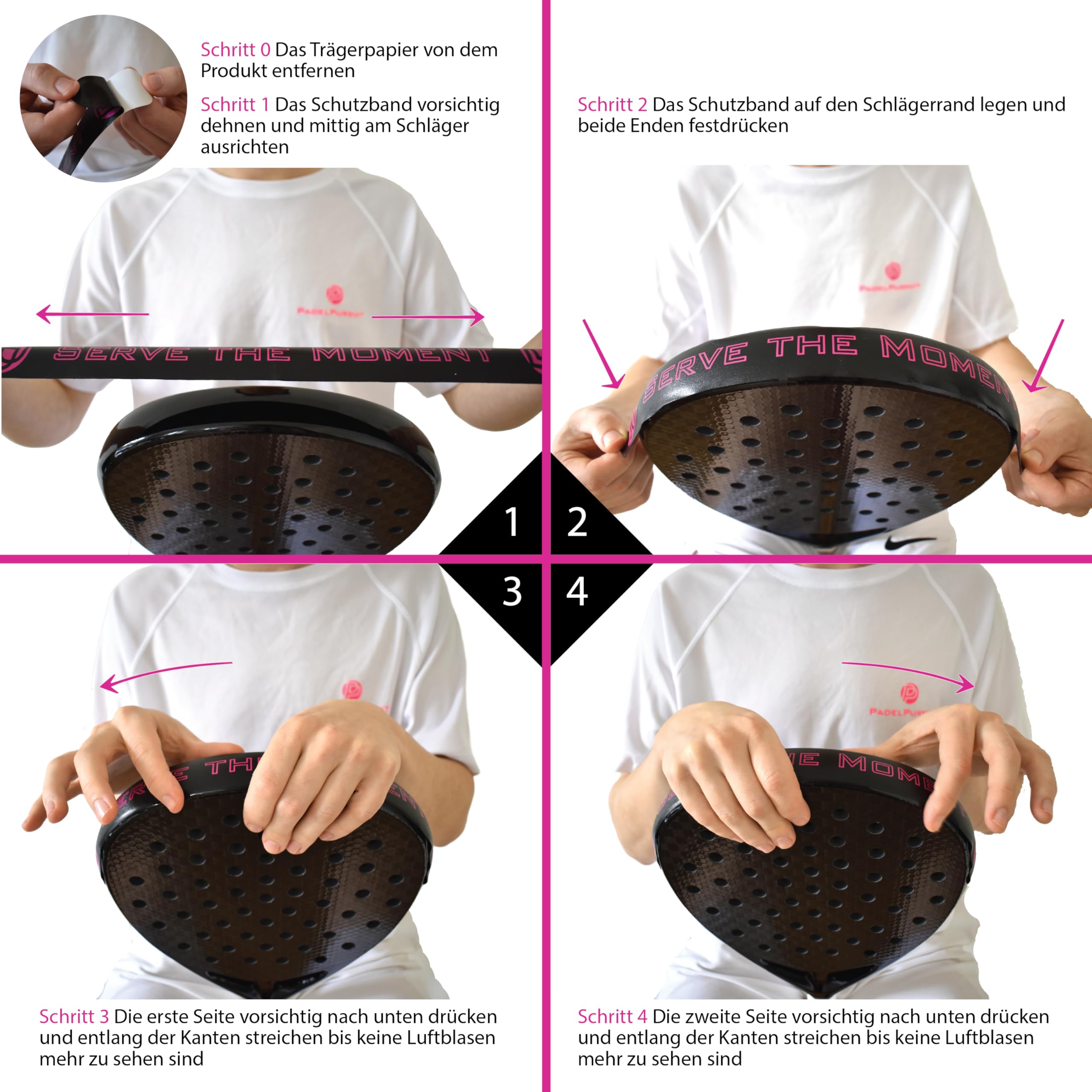 Lot 3 Bandes De Protection PadelPursuit – 40x3,8 Cm, Auto-adhésives, 0,7mm D’épaisseur, 6g