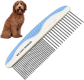 Metal Dog Grooming Comb | Removes Tangles & Matts | Dematting Pet Combs | Detangler For Matted Hair | Best Comb For Poodles, Goldendoodles, Doodles & Long Haired Dogs (Small) [We Love Doodles]
