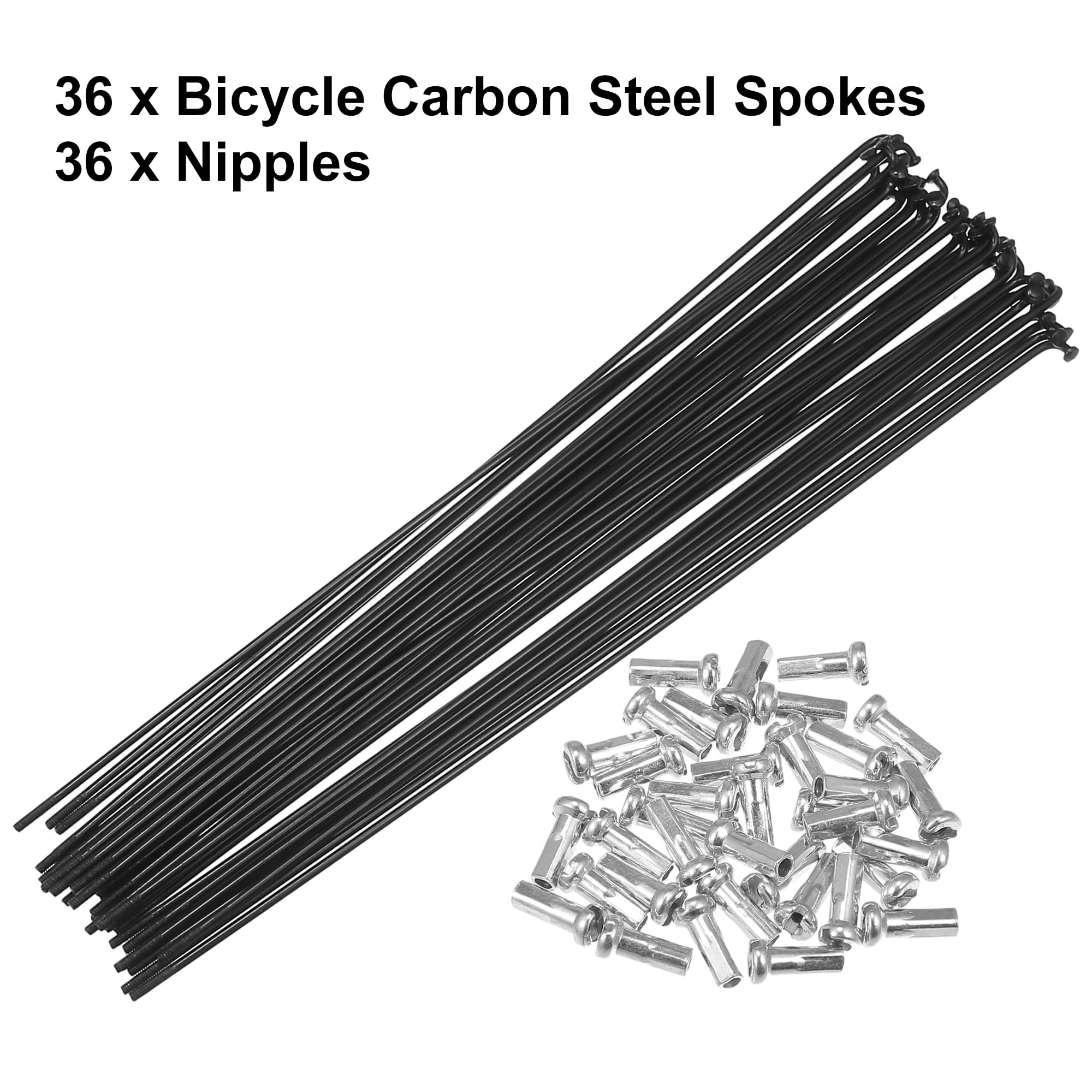 X AUTOHAUX 36pcs Bicycle Carbon Steel Spokes 14G 226mm with Nipples Black - Image 4