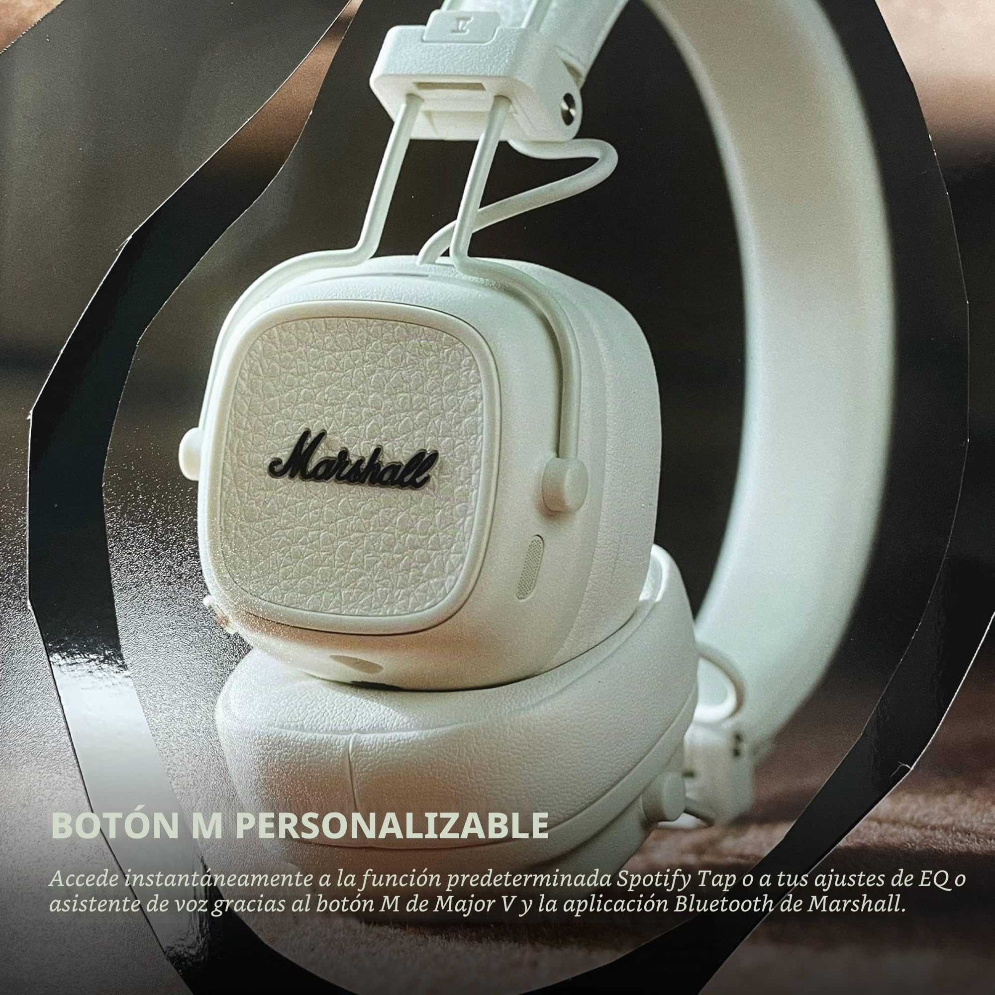Marshall Major V Auriculares Inalámbricos Bluetooth, 100 Horas de Reproducción - Crema