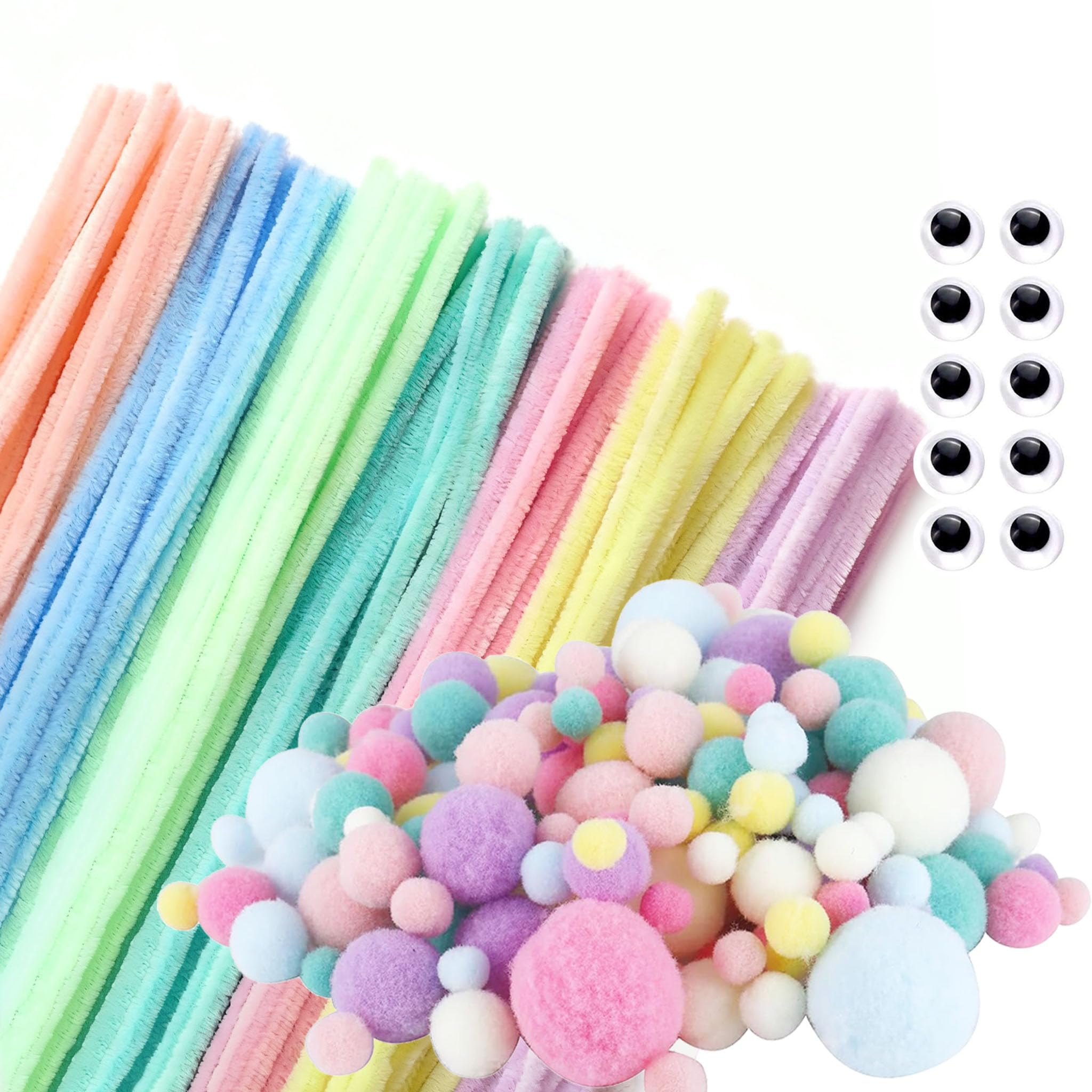 Amazon.co.jp: 手芸モール ふわふわ 7色混色 約100本 ポンポンボール約
