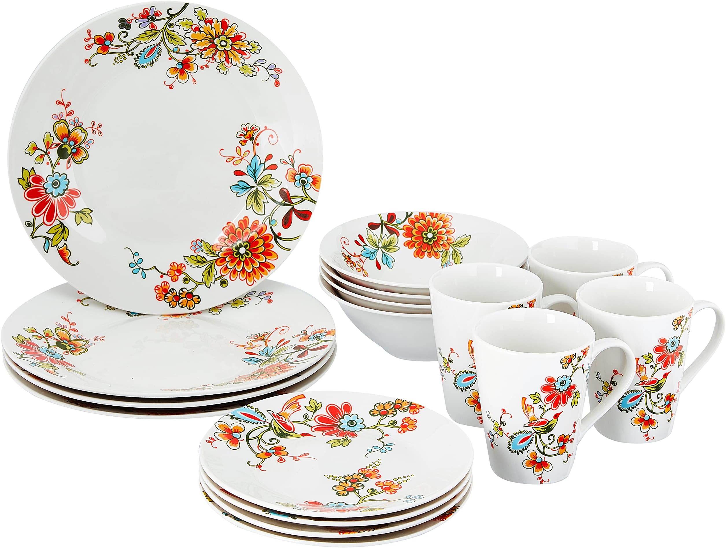 Gibson Home Casa Stella Dinnerware Set, Red, 16piece