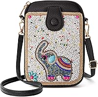 Ayuoejik Women's Boho Beaded Crossbody Cell Phone Bag - Handmade Colorful Purse Wallet with Adjustable Strap