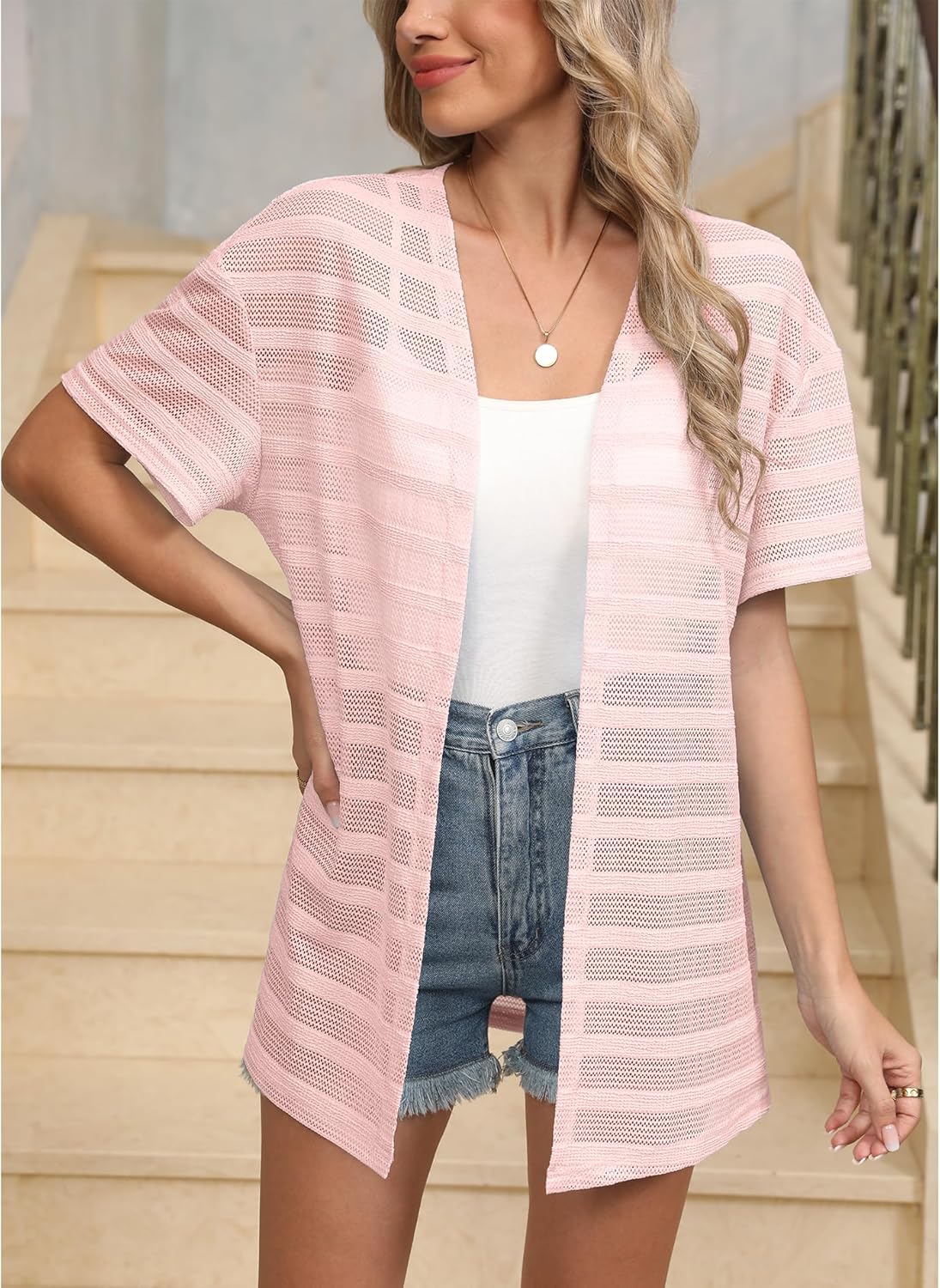 LILBETTER Womens Summer Lightweight Cardigan Short Sleeve Open Front Casual Loose Cover Ups 2025 - Image 2