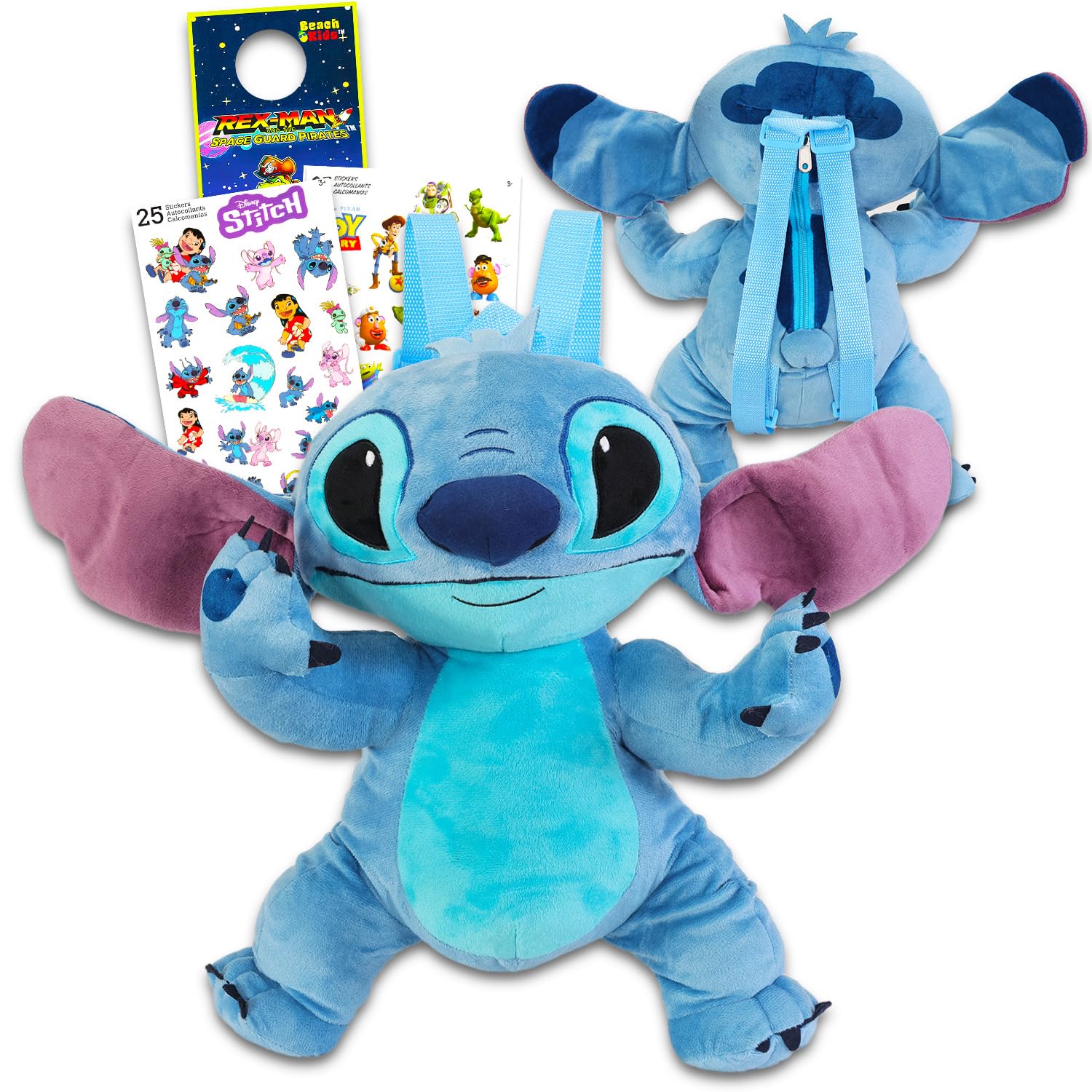 Classic DisneyClassic Disney Stitch Plush and Tote Bag Set - Bundle with 16 Inch Stitch Plush Toy, Stitch Carrying Tote, Tsum Tsum Stickers and More for Kids, Toddlers (Stitch Plushie)