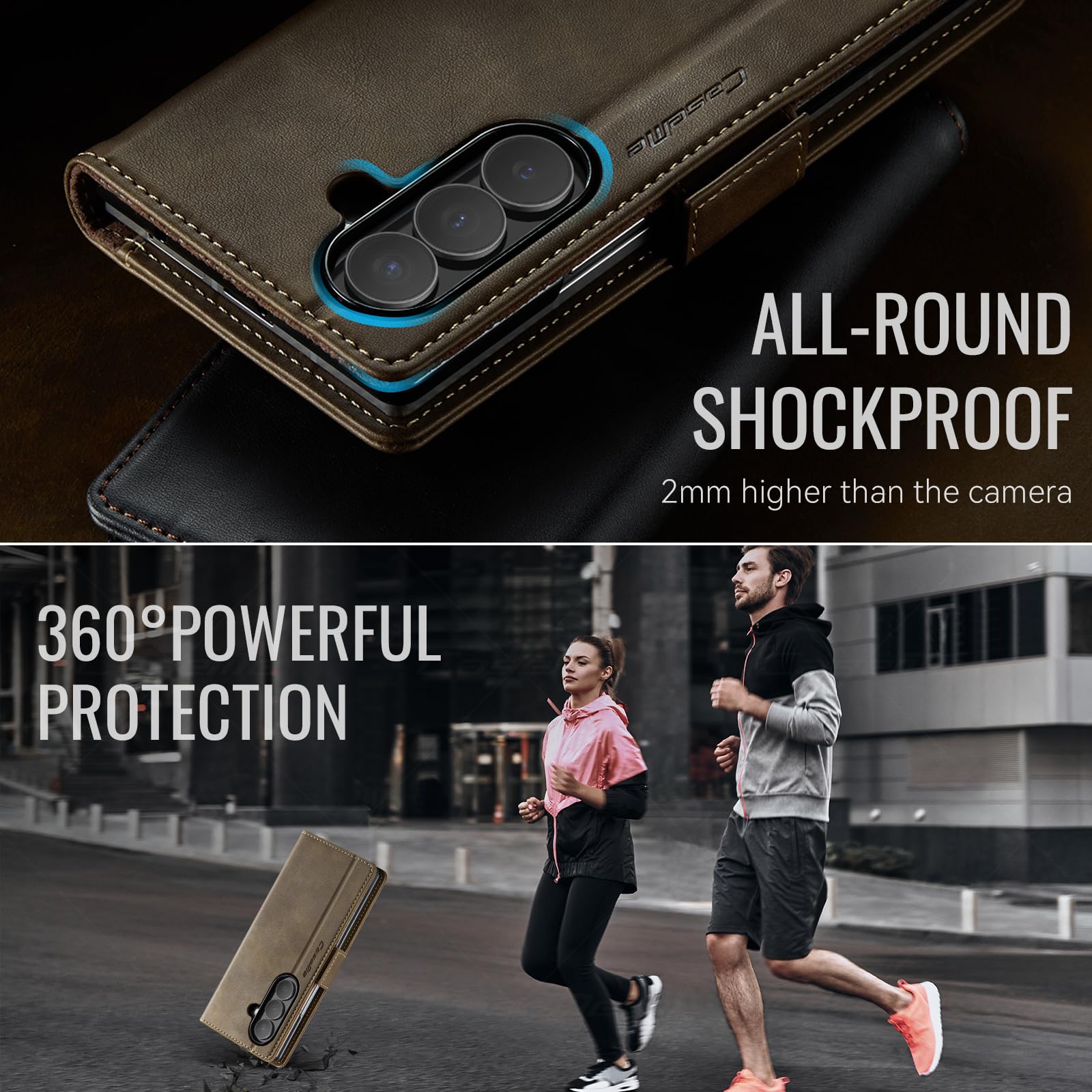 for Samsung Galaxy Z Fold 7 Case, Wallet Case Flip Leather with Card Holder Magnetic Closure Shockproof Kickstand Protective Phone Cases Cover for Galaxy Fold7, Coffee — view 7