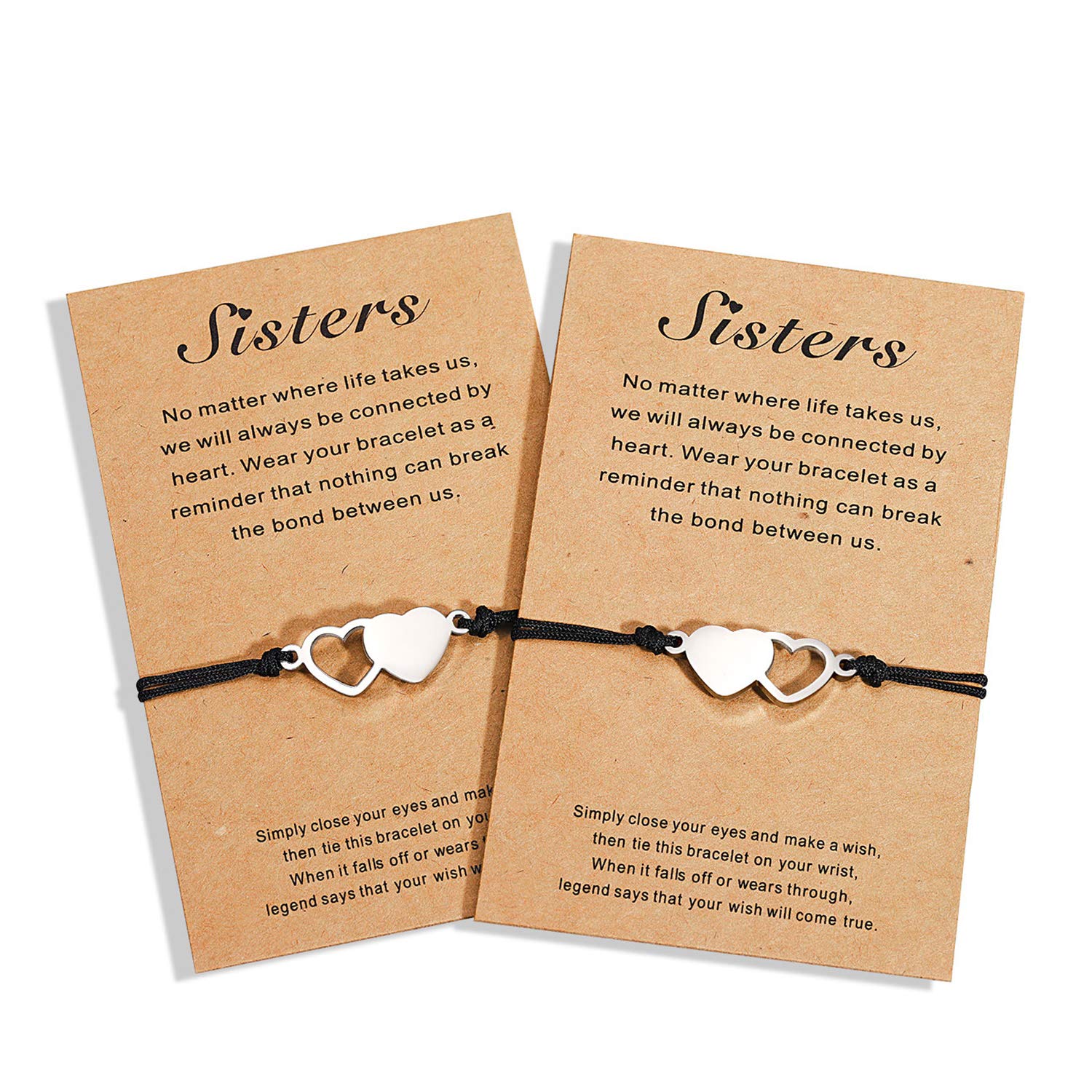 UNGENT THEM 2/3/4/5 Pcs Matching Heart Distance Bracelets Friendship Gift for Sisters Best Friends Cousins Bestie Girls Women