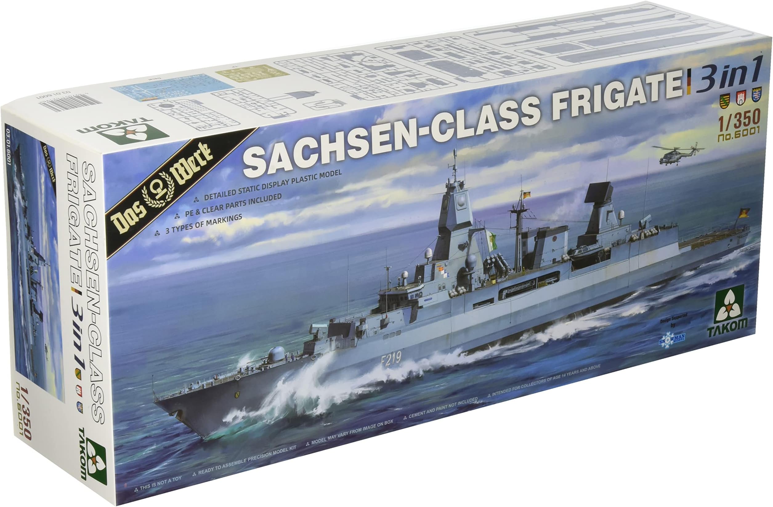 Das Werk TAK6001 Sachsen-Class Frigate 3-in-1 Scale 1:350 Model Building (TKO6001)