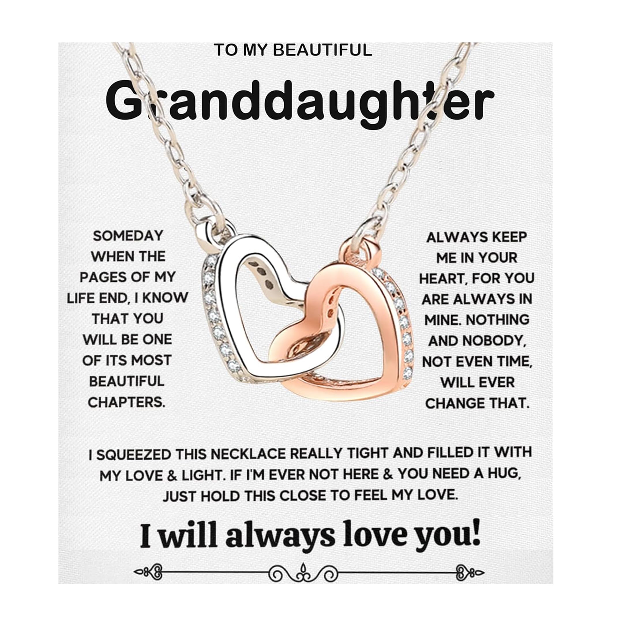 Granddaughter Necklace Granddaughter Gifts From Grandma Grandpa To My Granddaughter Necklace Christmas Graduation Birthday Gifts With Message Card & LED Box