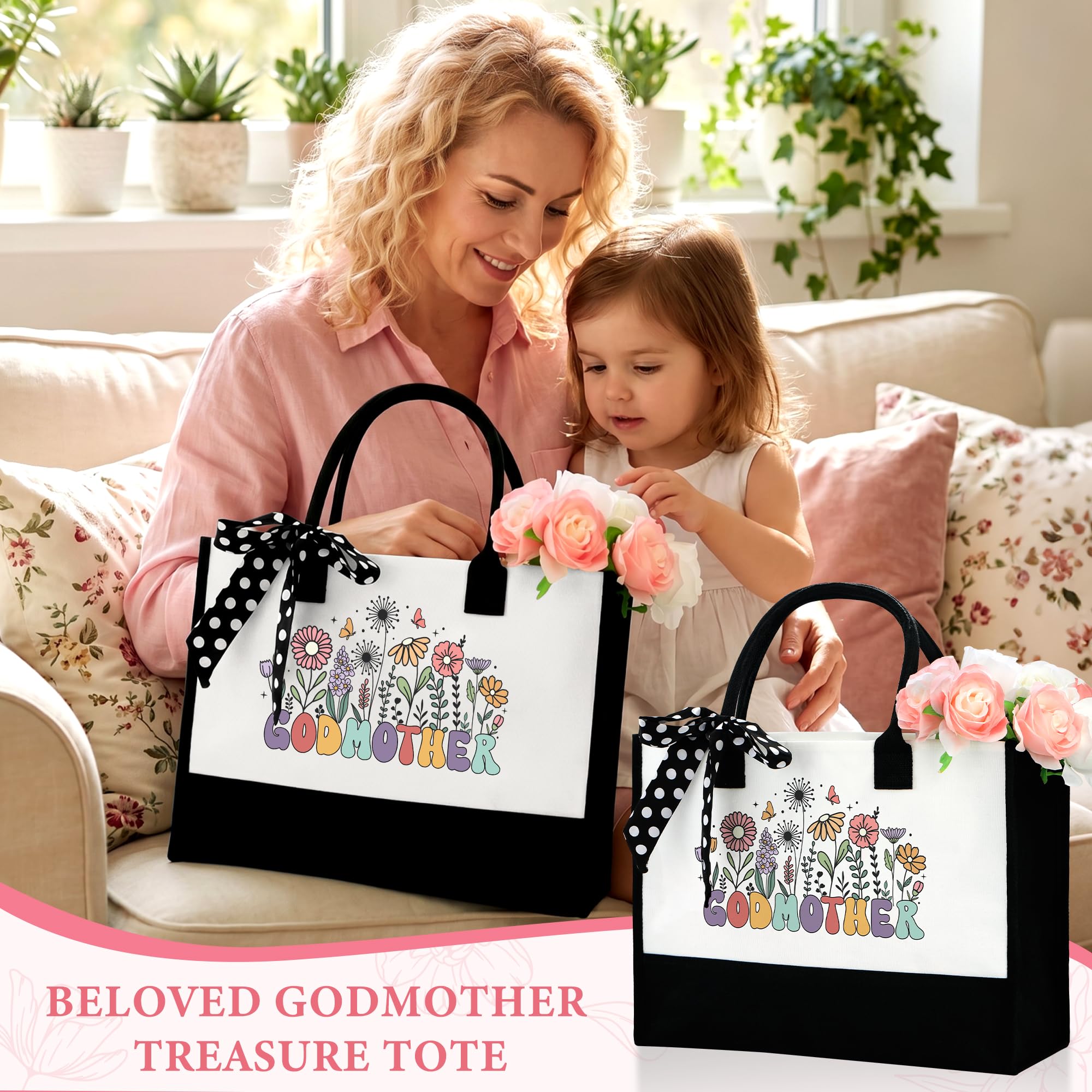 Godmother Proposal Gift Will You Be My Godmother Gift Ideas God Mother Gifts for Women Birthday God Mommy Proposal Gifts from Godchild Fairy Godmom Accessories Include Tote Bag, Glass Cup, Wine Bag