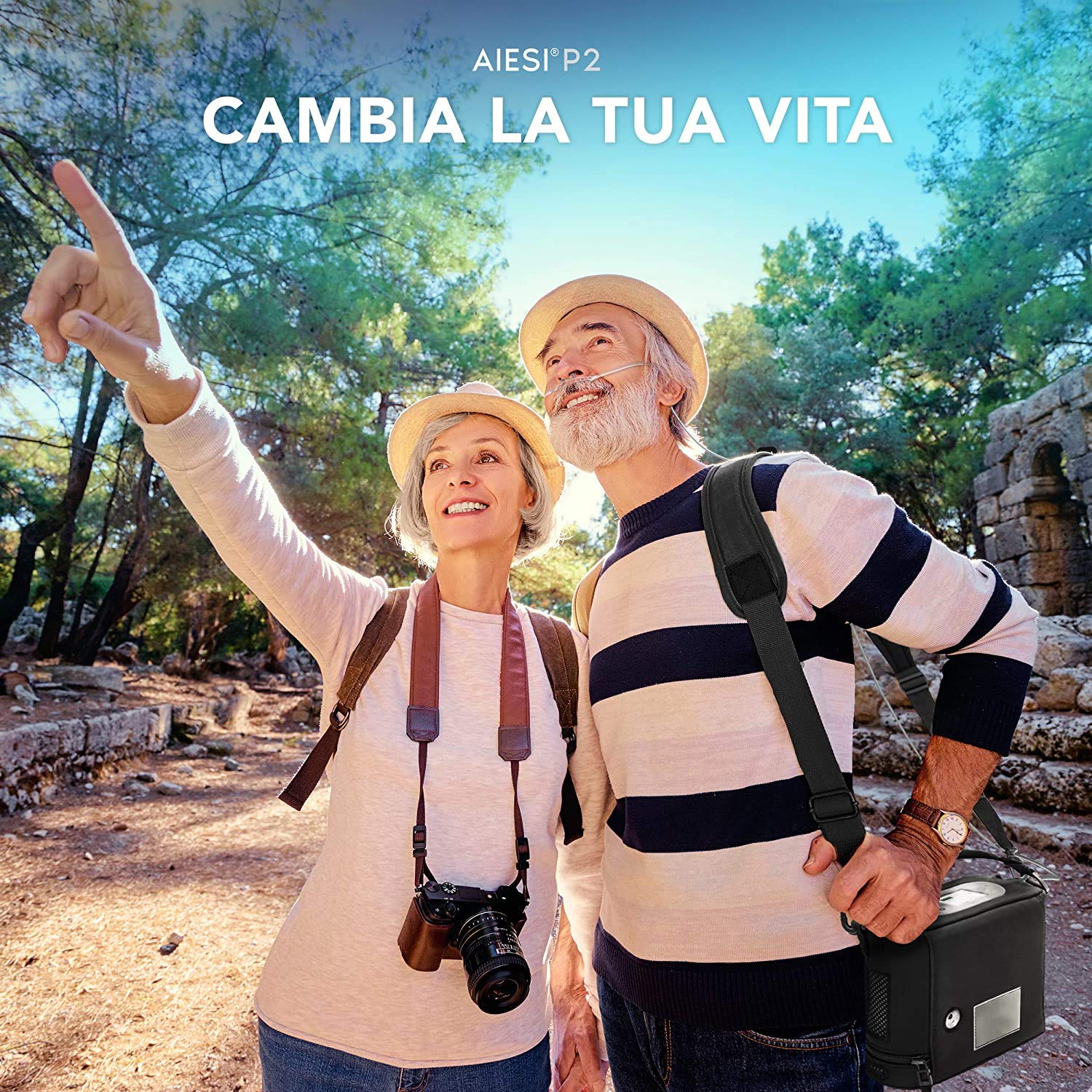 AIESI® Batteria ricaricabile per concentratore di ossigeno portatile P2, Durata 4 ore, Garanzia Italia 12 mesi