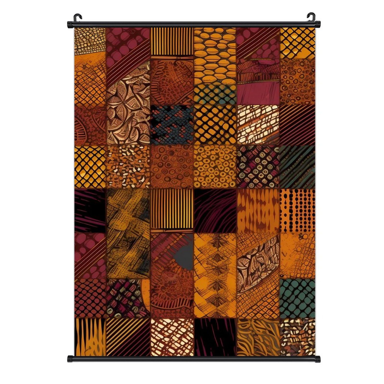 Poster style africain patchwork 40x60 cm avec crochet amovible - 8