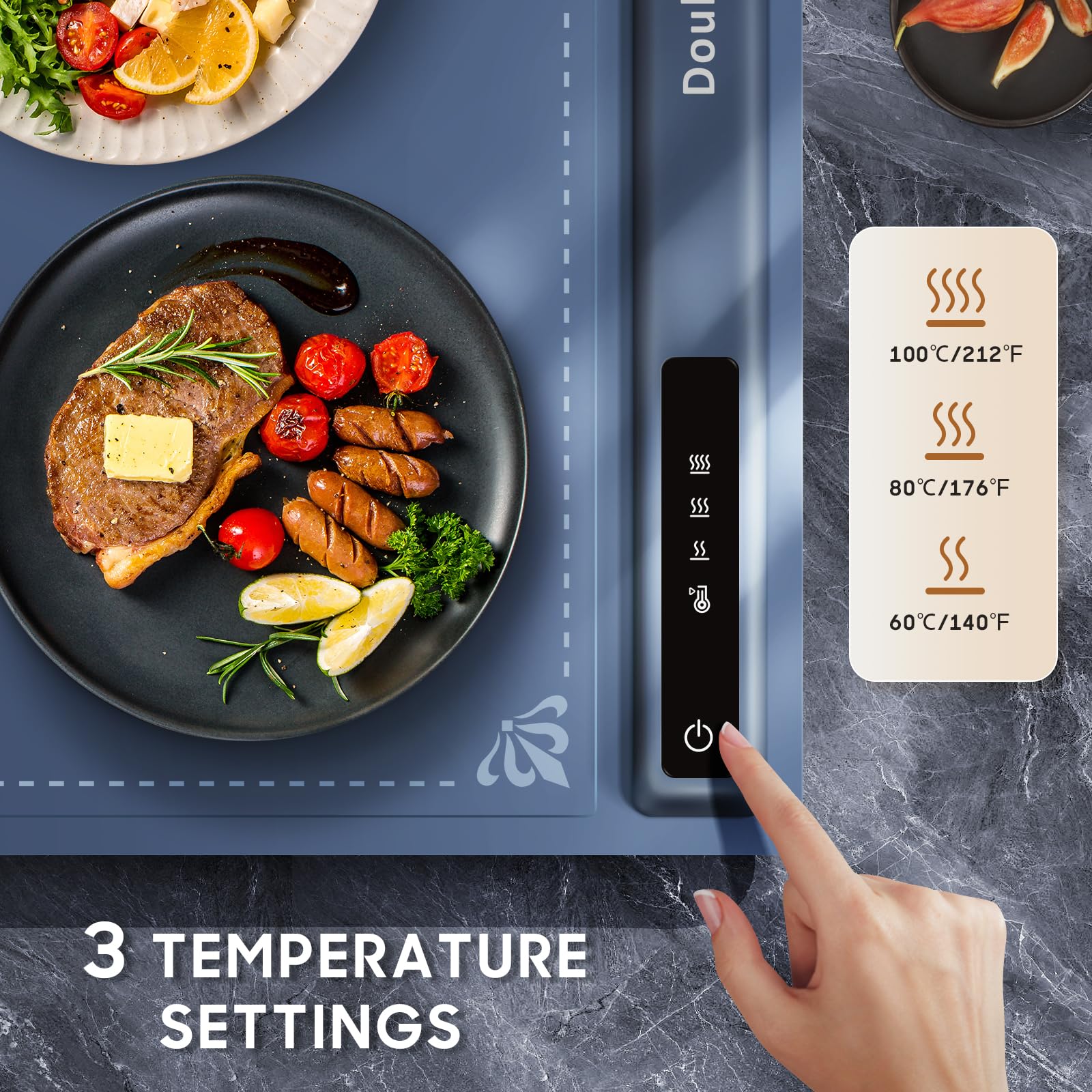 Warming Plate ogrzewacz do potraw, podgrzewacz bufetowy z 3 ustawieniami temperatury, przenośna, szybka mata grzewcza na imprezy, imprezy bufetowe, do restauracji, do codziennego użytku w domu
